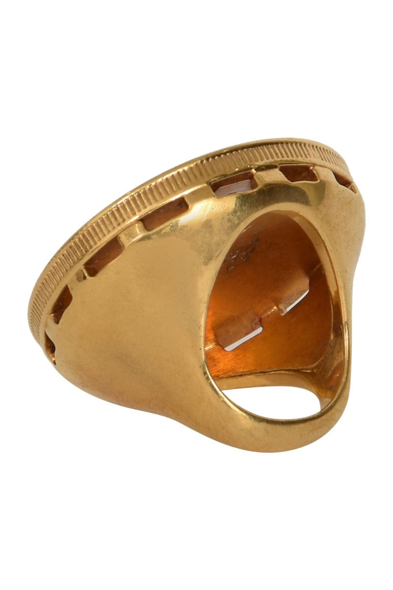 Roberto Cavalli Crystal Crusted Logo Ring