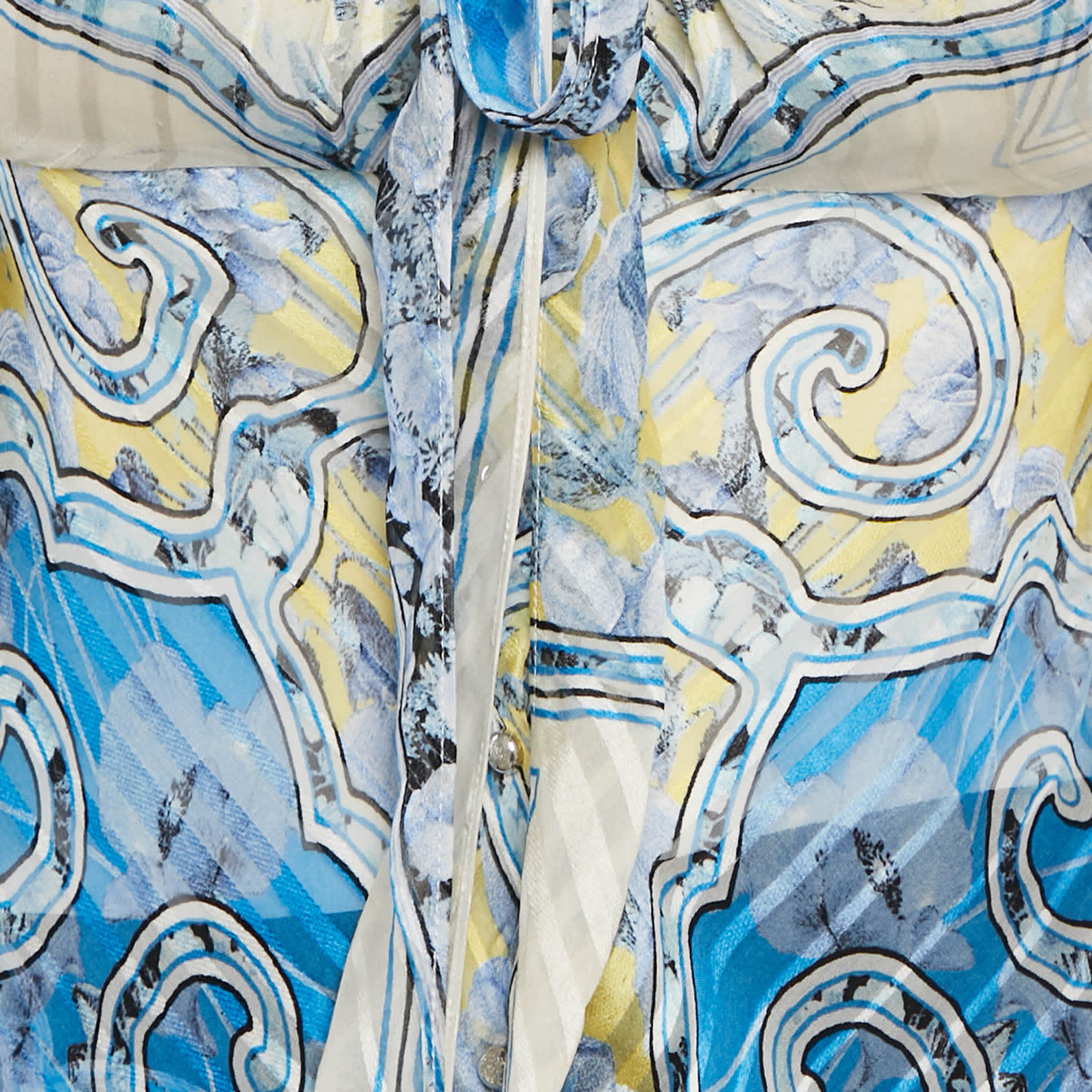 Roberto Cavalli Multicolor Printed Tie - Up Top And Skirt Set