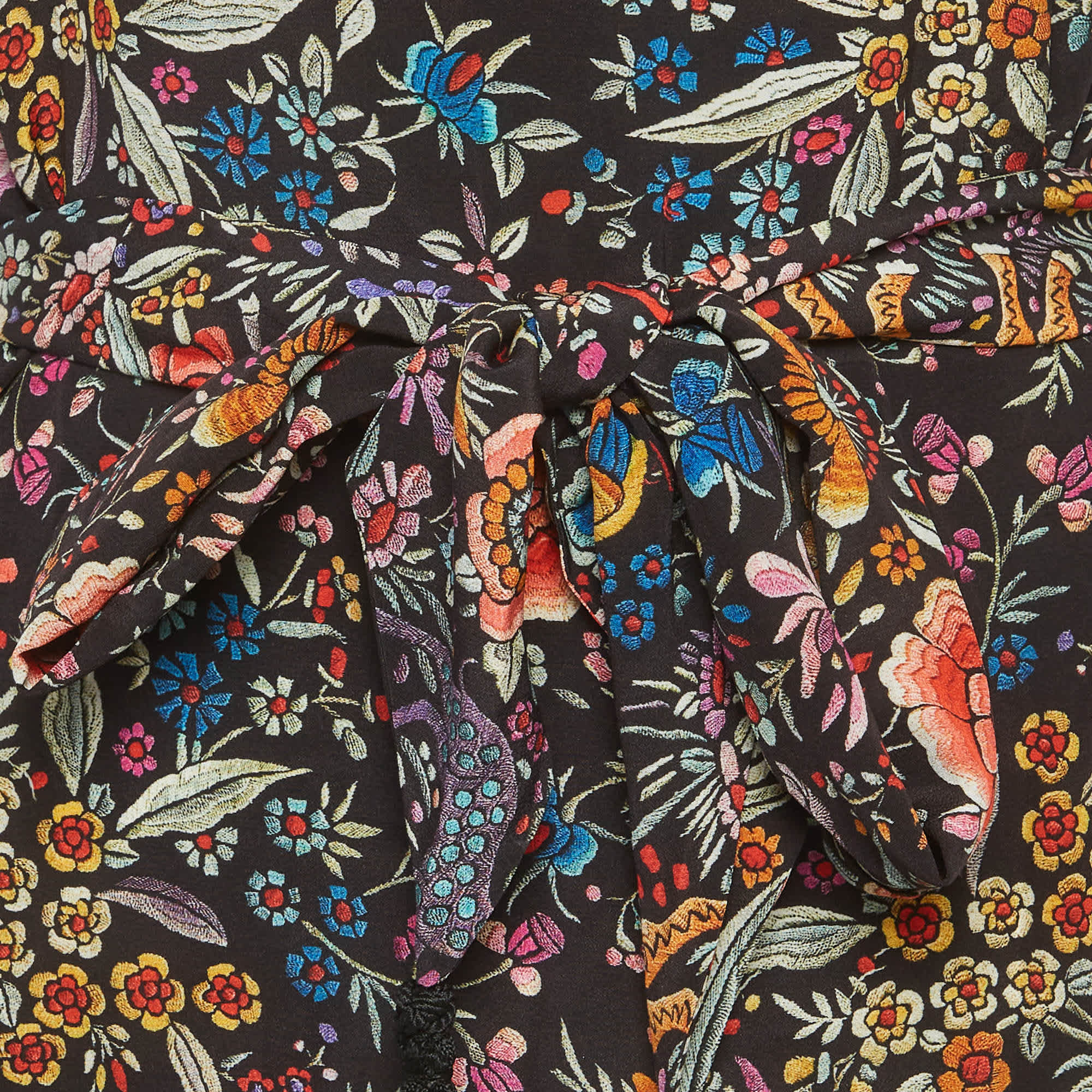 Roberto Cavalli Multicolour Floral Print Silk Belted Mini Dress