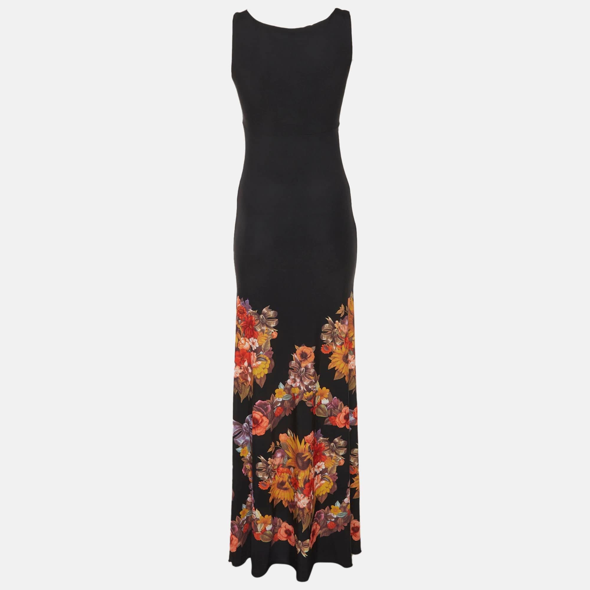 Roberto Cavalli Multicolor Stretch Jersey Knit Maxi Dress
