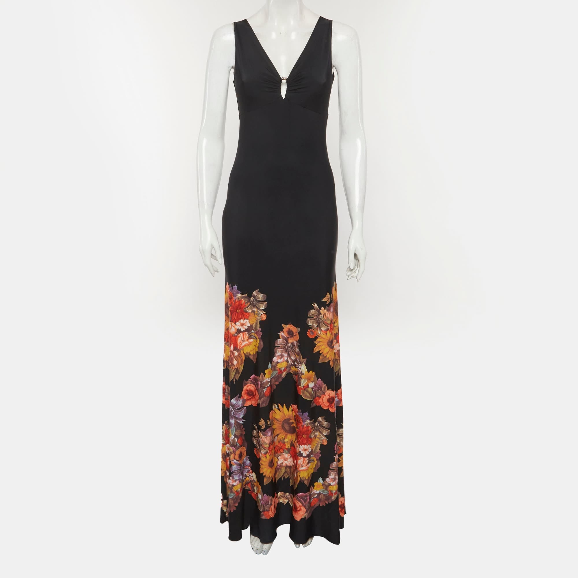 Roberto Cavalli Multicolor Stretch Jersey Knit Maxi Dress