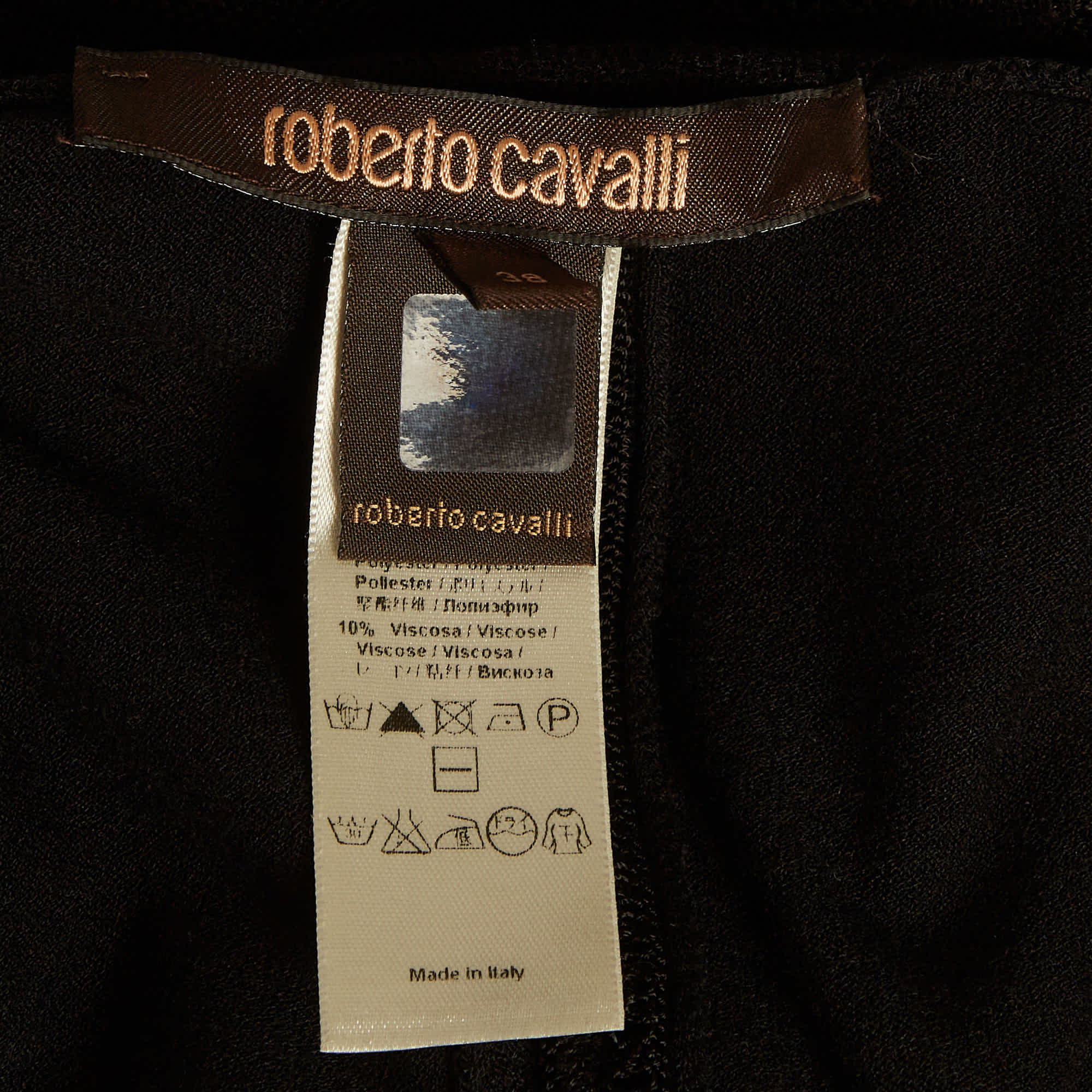 Roberto Cavalli Black Stretch Knit Long Sleeve Dress