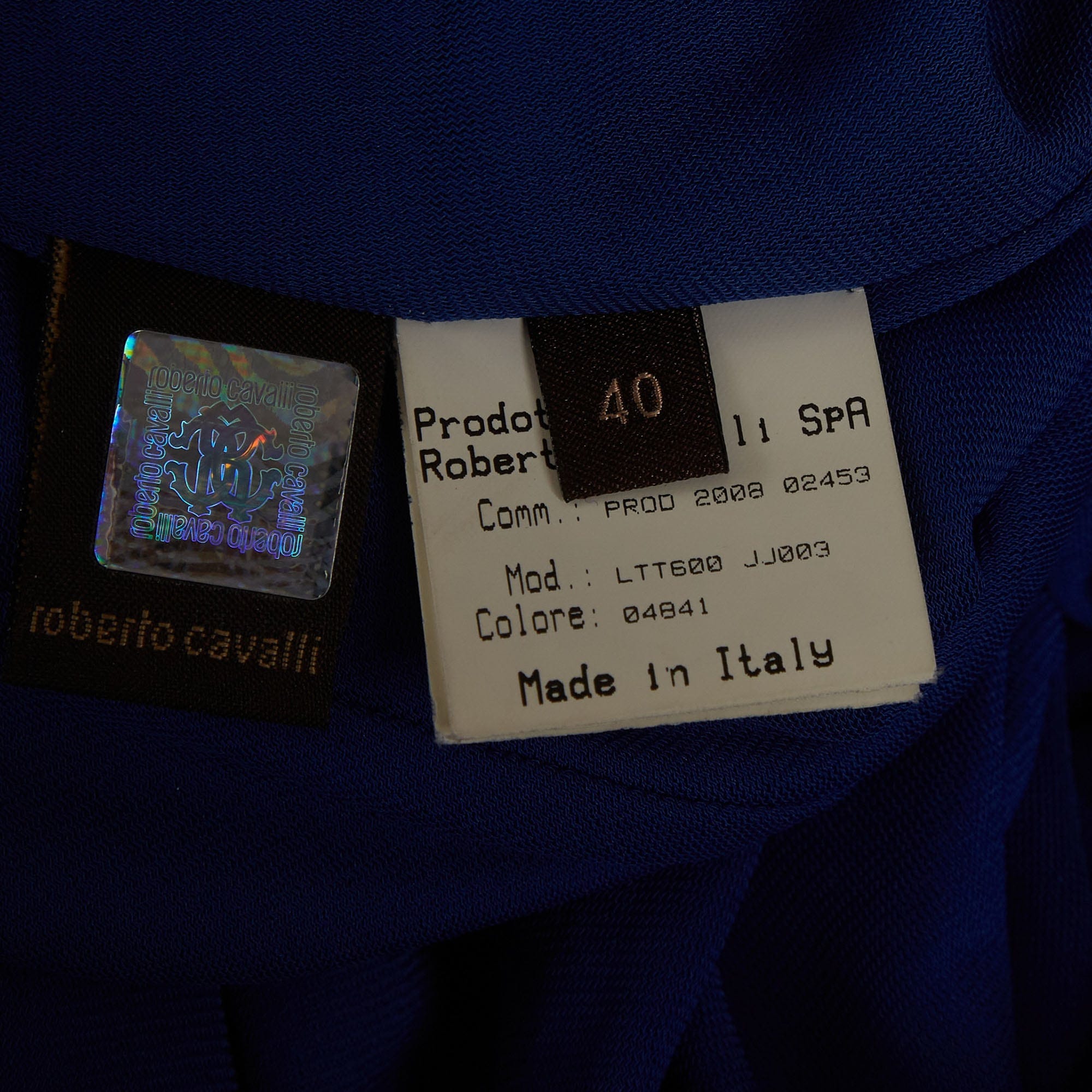 Roberto Cavalli Royal Blue Jersey Knit Gathered Top