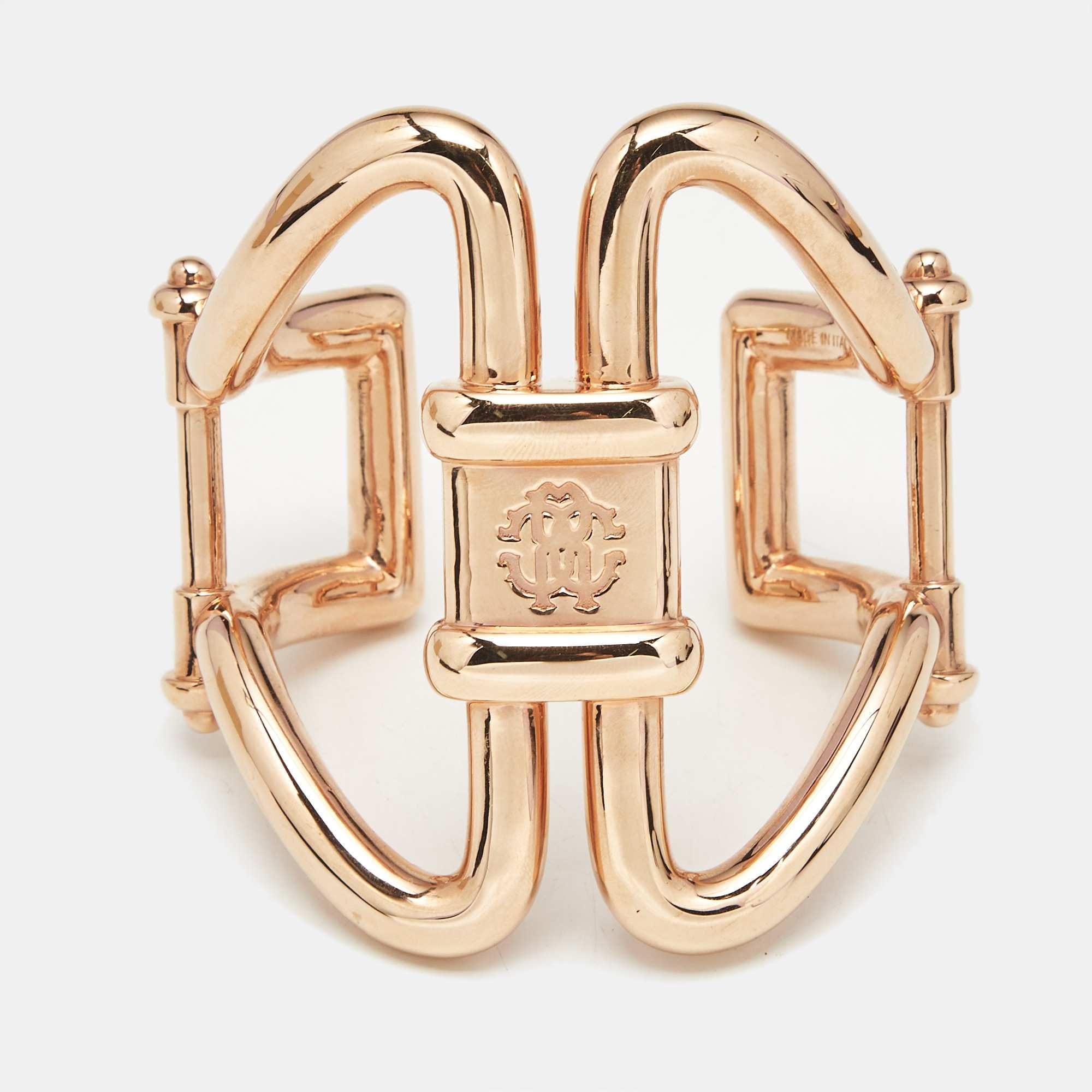 Roberto Cavalli Rose Gold Tone Cuff Bracelet