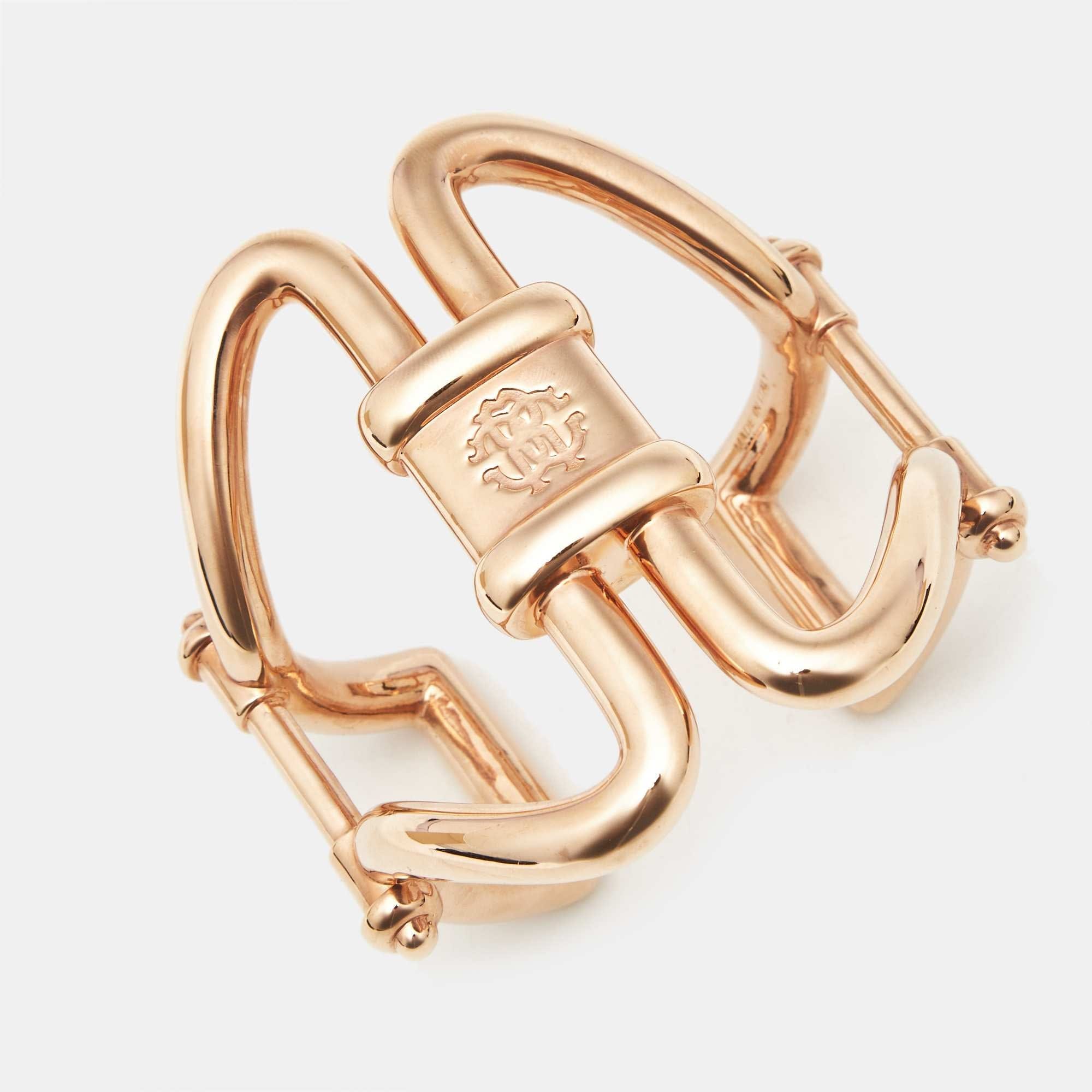 Roberto Cavalli Rose Gold Tone Cuff Bracelet