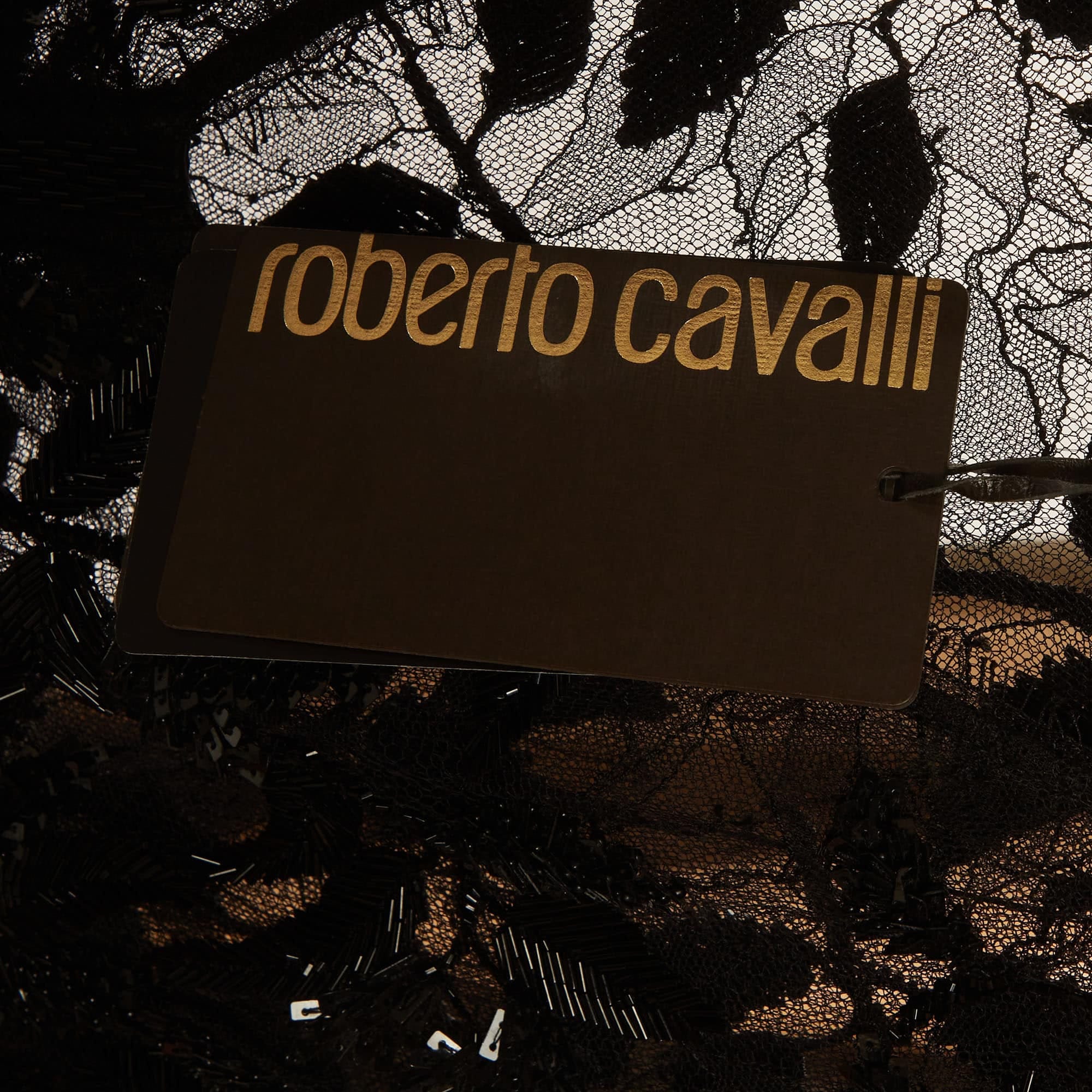 Roberto Cavalli Black Lace Short Dress