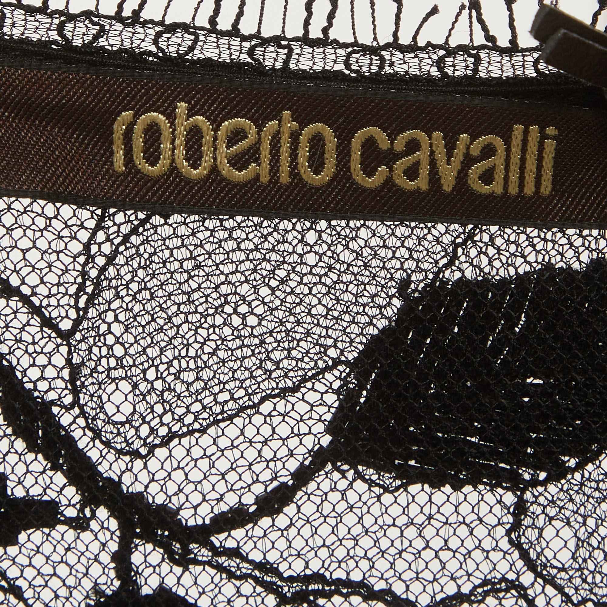 Roberto Cavalli Black Lace Short Dress