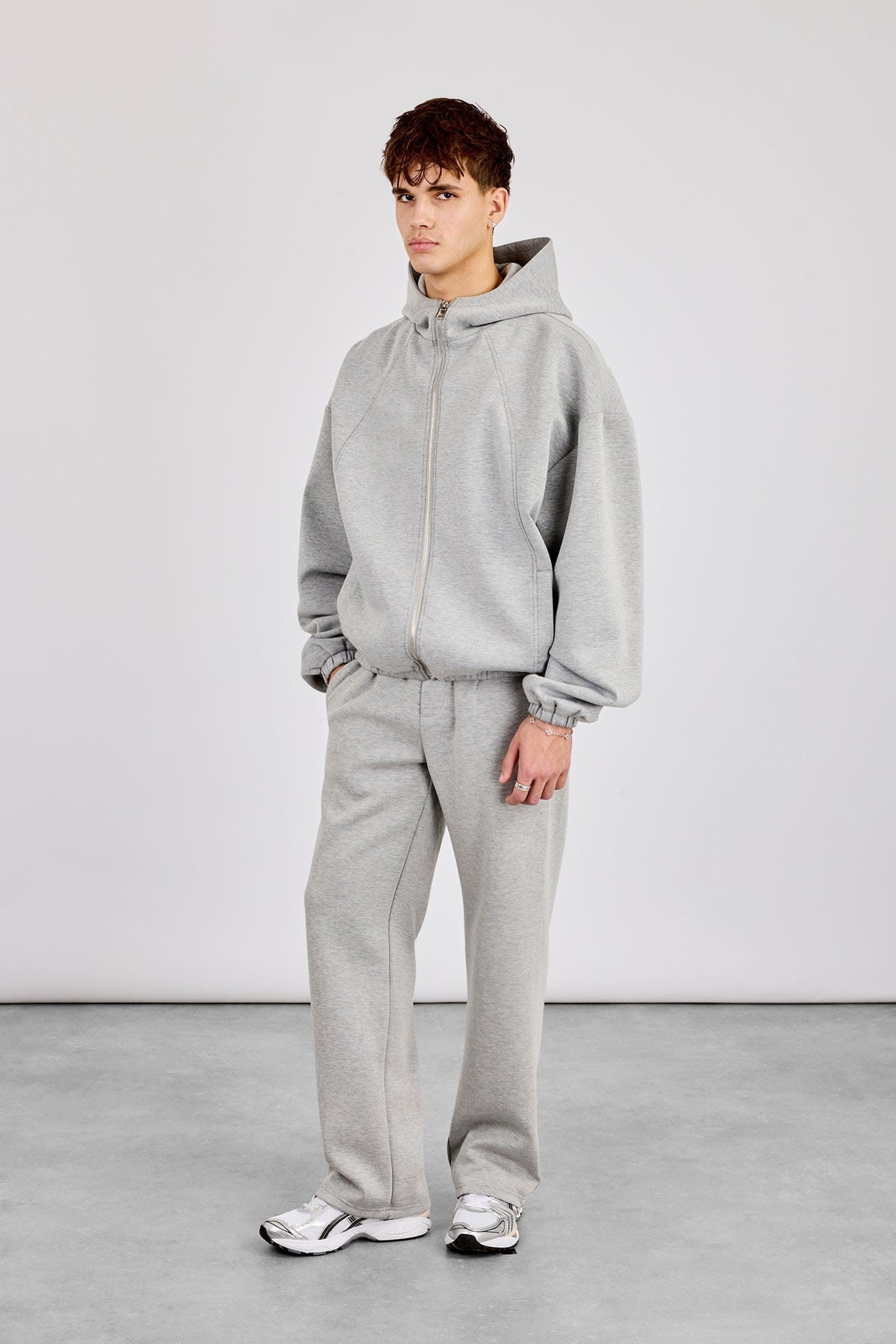 Cernucci Zip Hooded Panelled Scuba Jacket & Relaxed Scuba Trouser - Grey