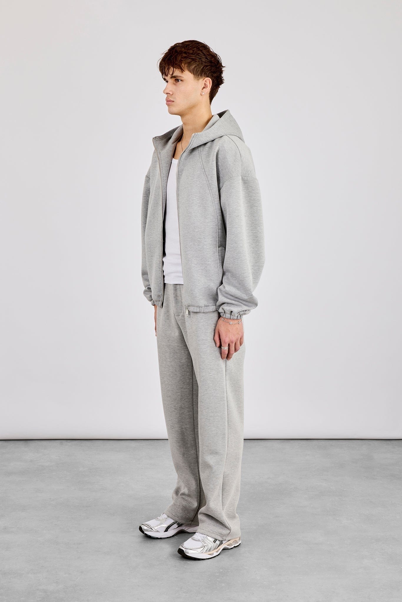 Cernucci Zip Hooded Panelled Scuba Jacket & Relaxed Scuba Trouser - Grey