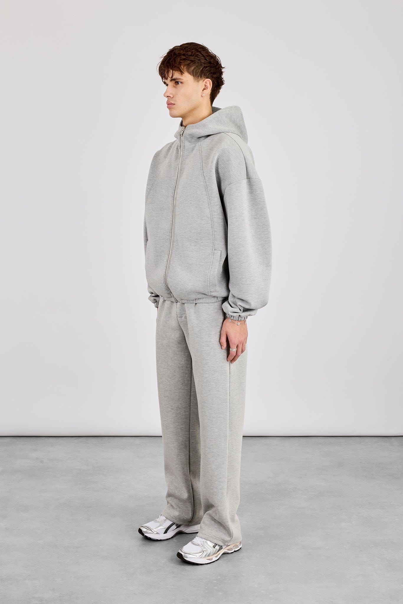 Cernucci Zip Hooded Panelled Scuba Jacket & Relaxed Scuba Trouser - Grey