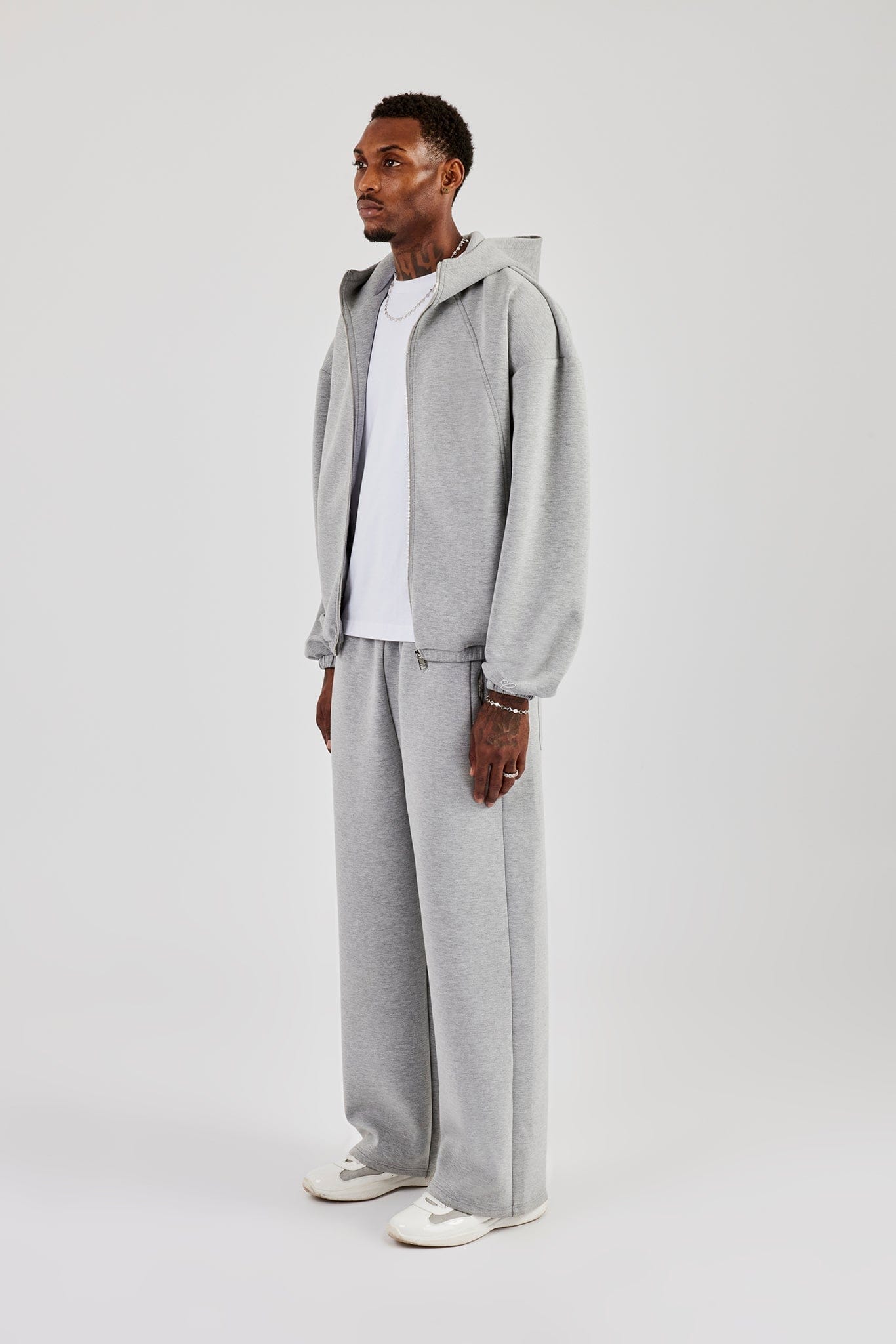 Cernucci Zip Hooded Panelled Scuba Jacket & Baggy Fit Trouser - Grey
