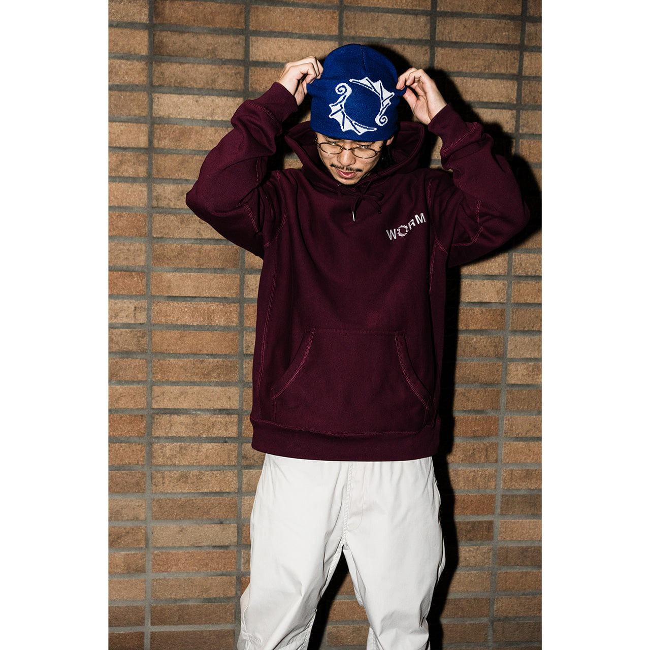 Logo WORM Logo Hoodie Maroon