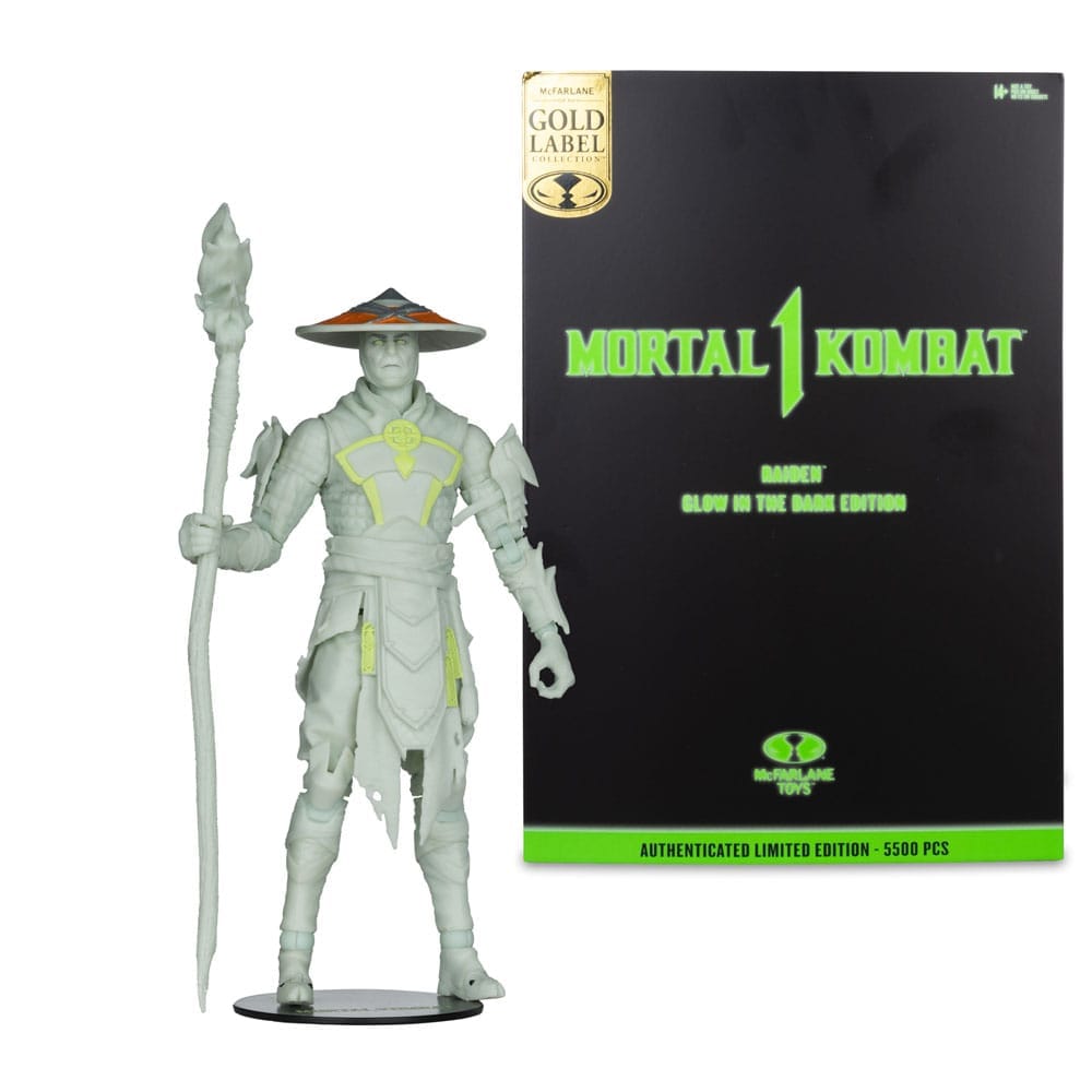 Mcfarlane Mortal Kombat Action Figure Glow in the Dark Edition Raiden (Gold Label) 18 cm