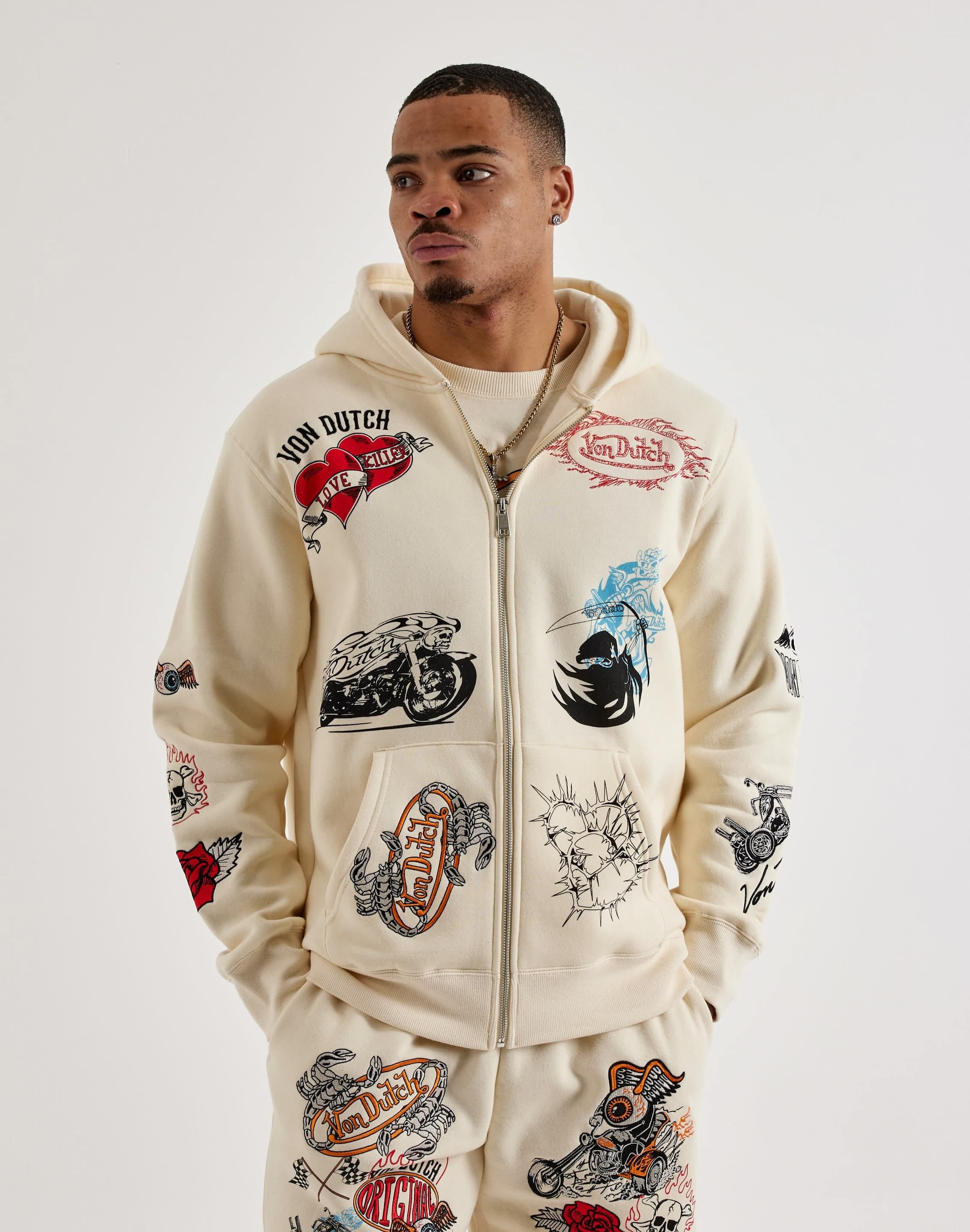 Von Dutch Tattoo Full - Zip Fleece Hoodie
