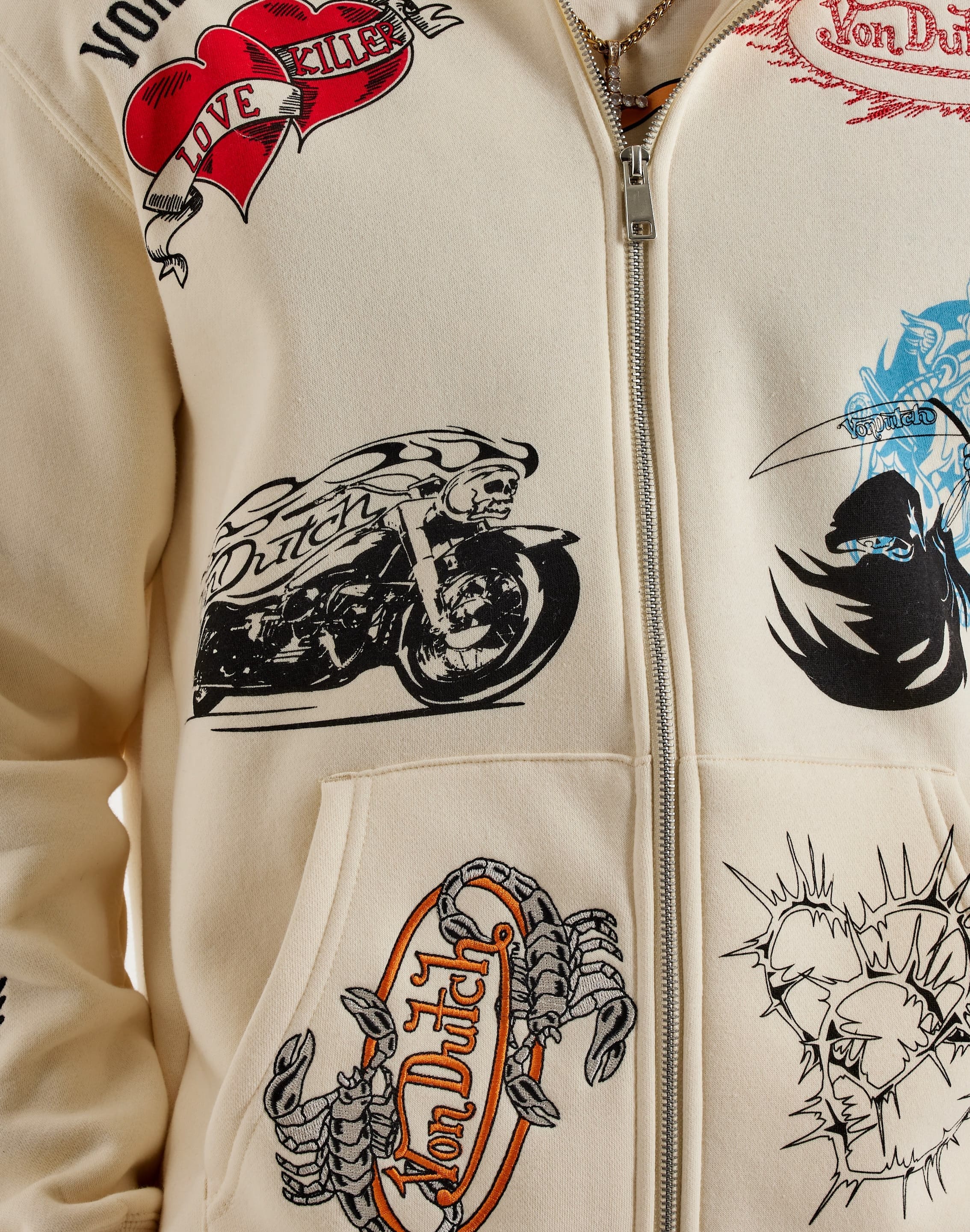 Von Dutch Tattoo Full - Zip Fleece Hoodie