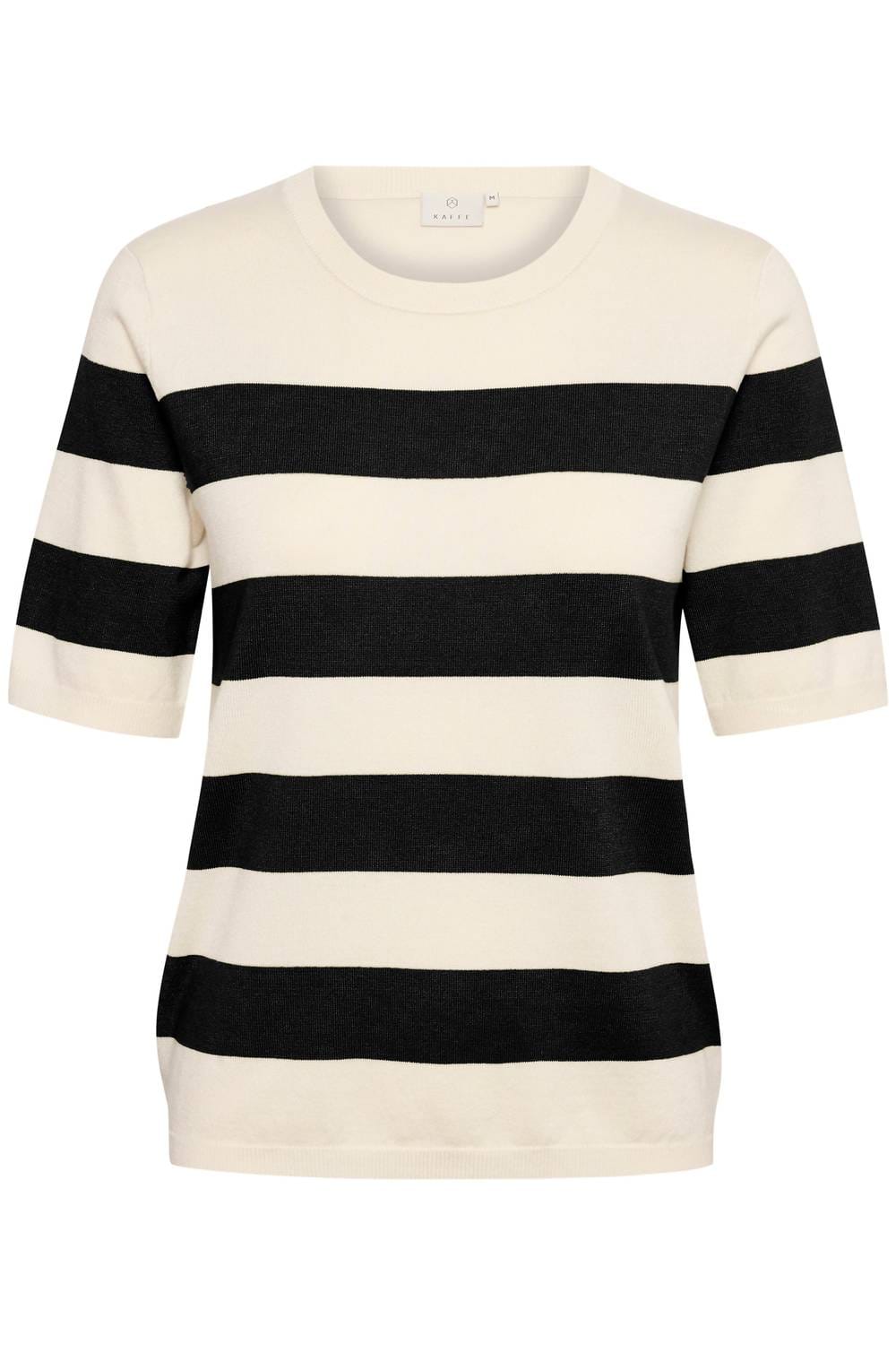 WHITE* Lizza Short Sleeve Stripes Pullover In Black And Lime White