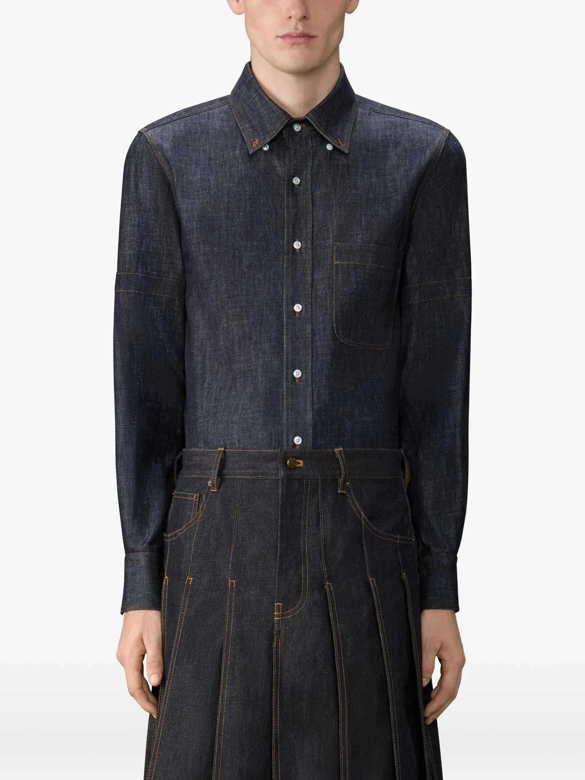 Thom Browne denim armband long - sleeve shirt