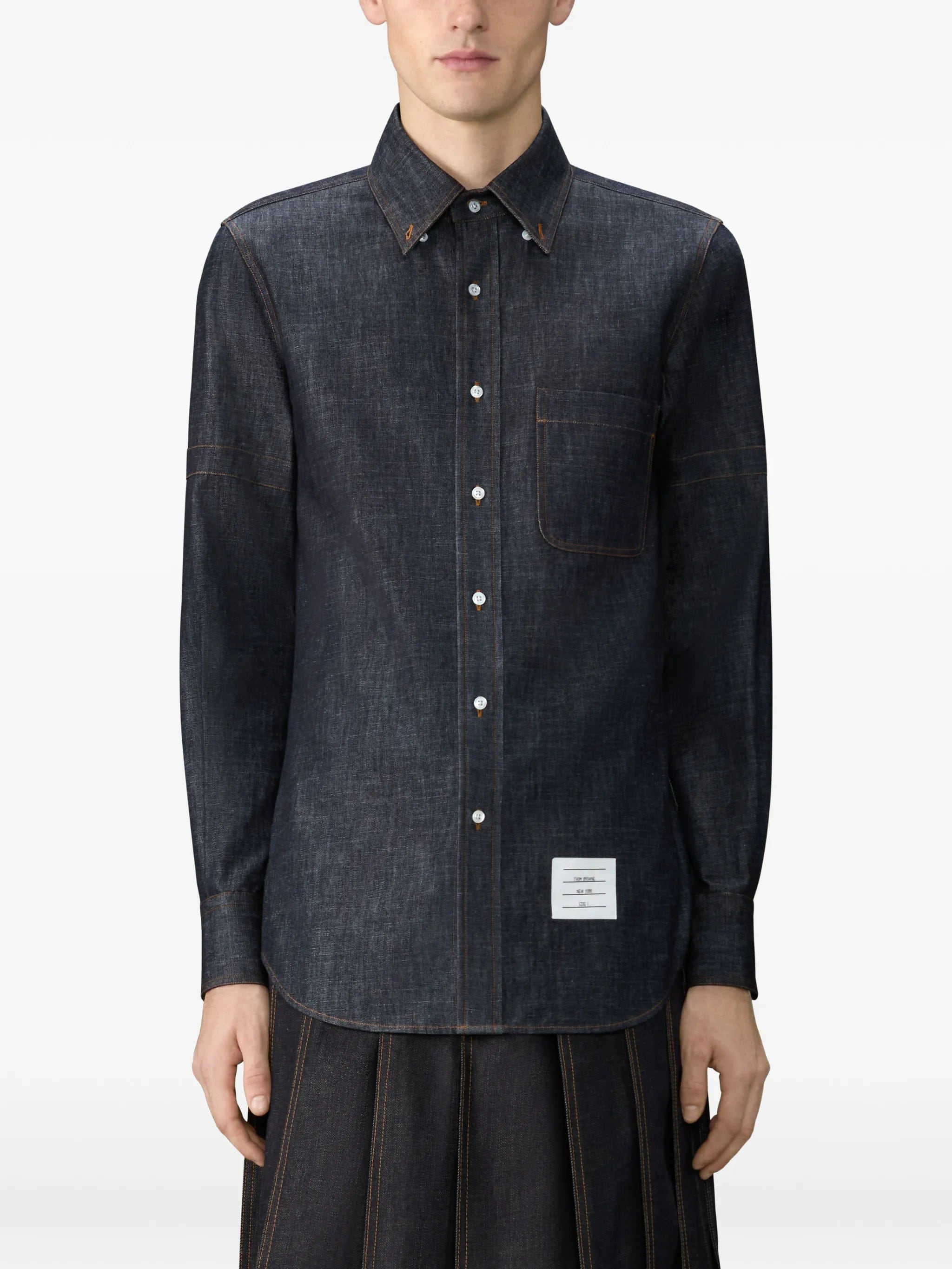 Thom Browne denim armband long - sleeve shirt