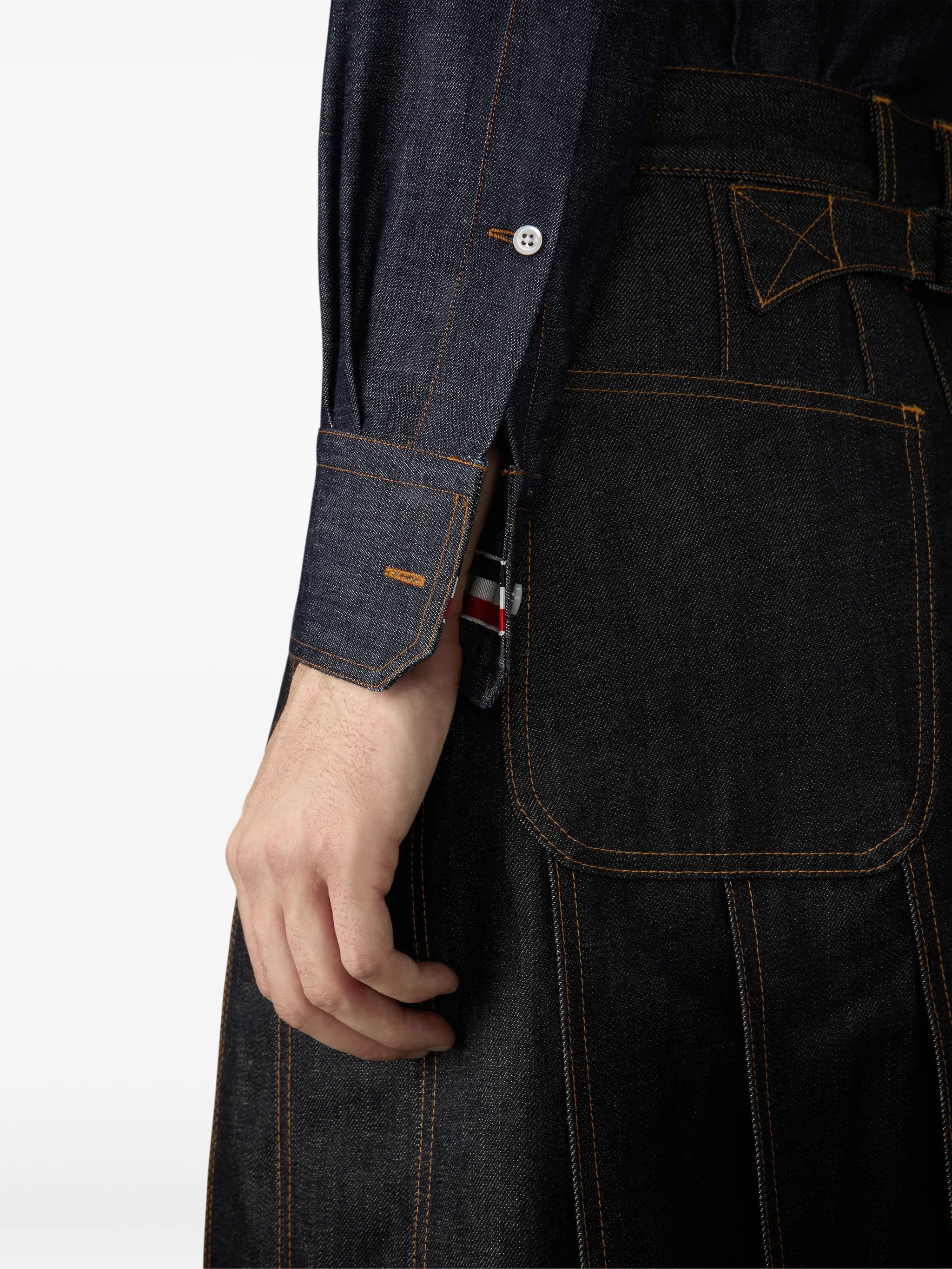 Thom Browne denim armband long - sleeve shirt