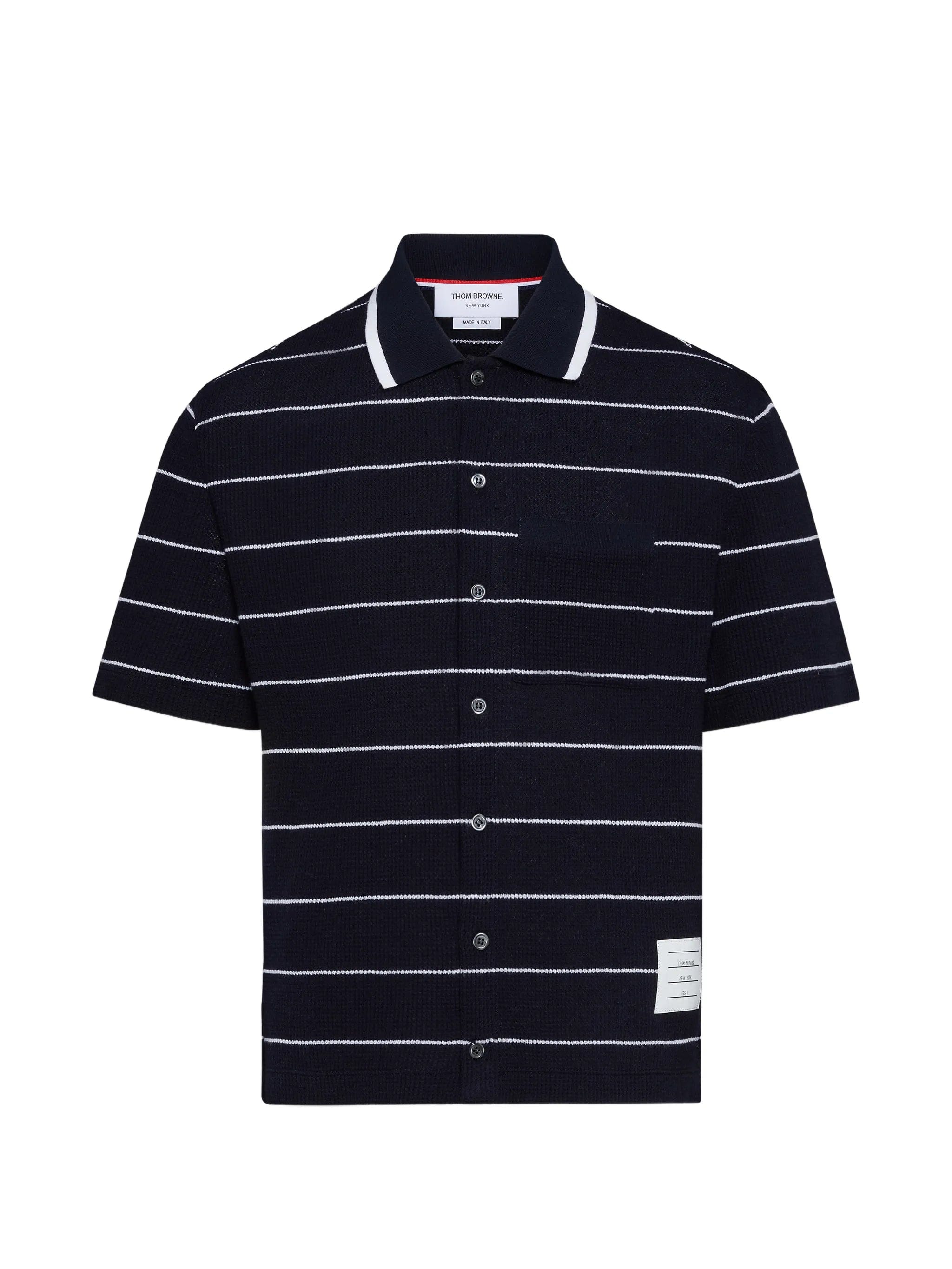 Thom Browne striped waffle short - sleeve shirt