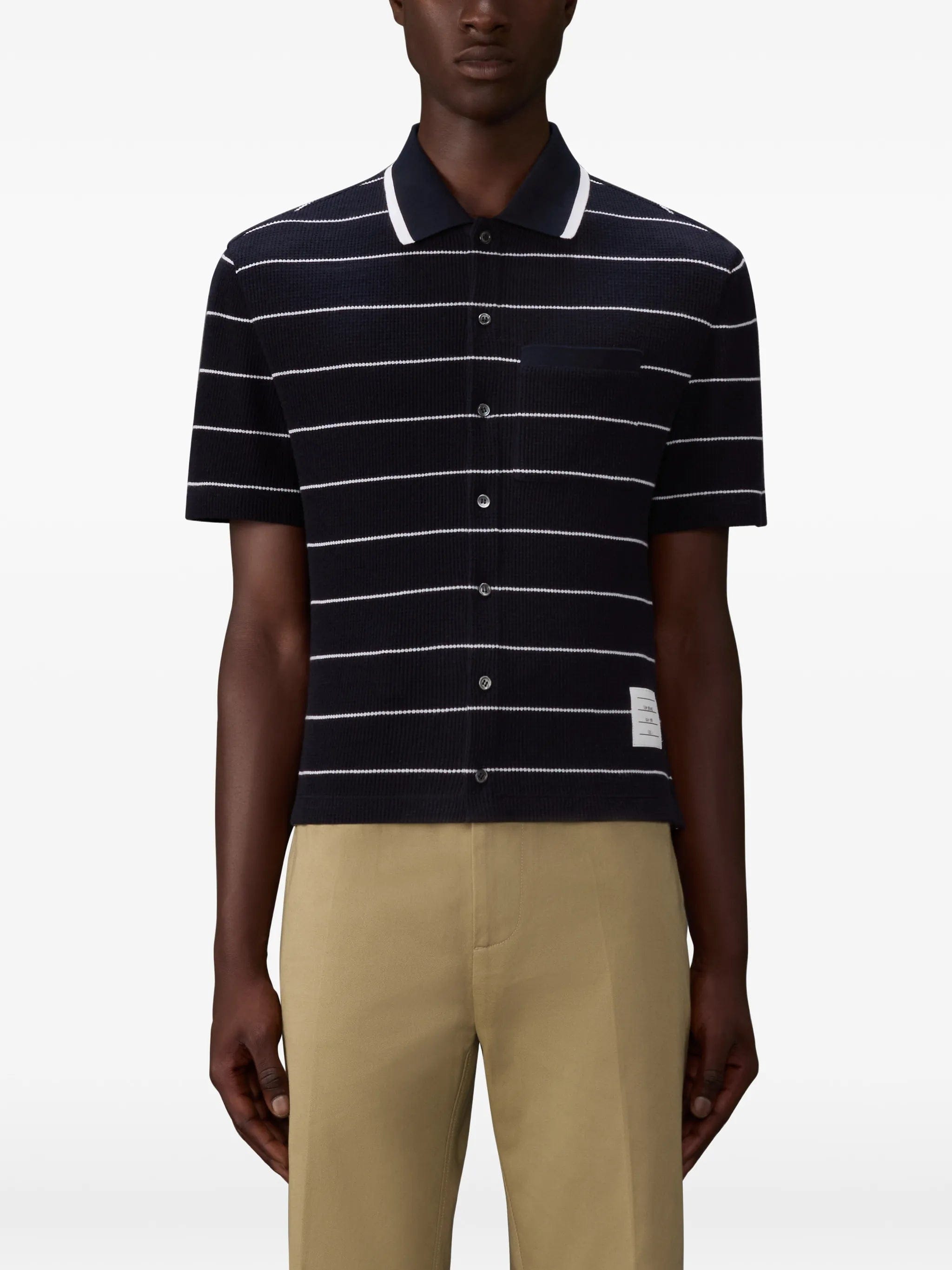 Thom Browne striped waffle short - sleeve shirt