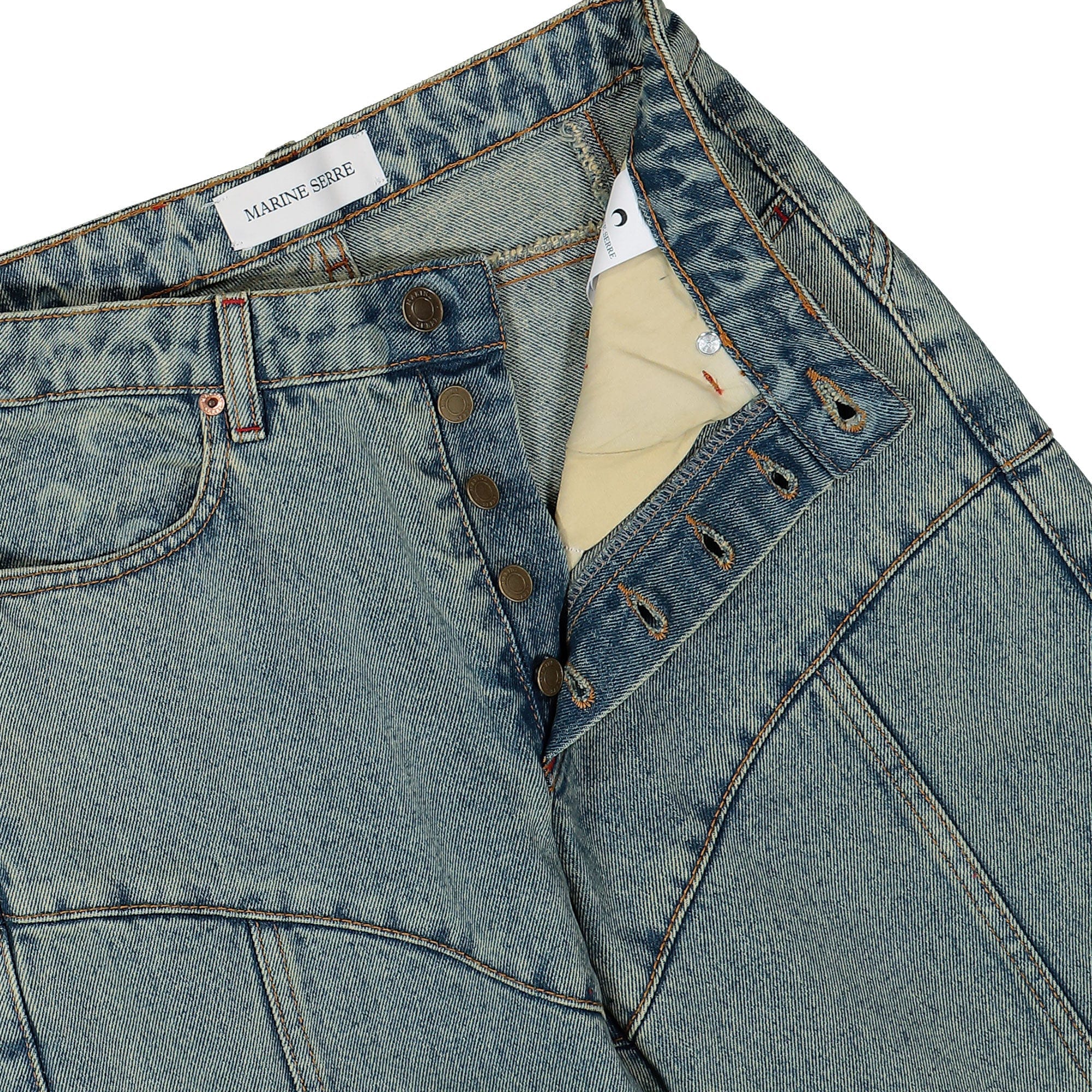 Marine Serre Moon Laser Denim Flare Jeans