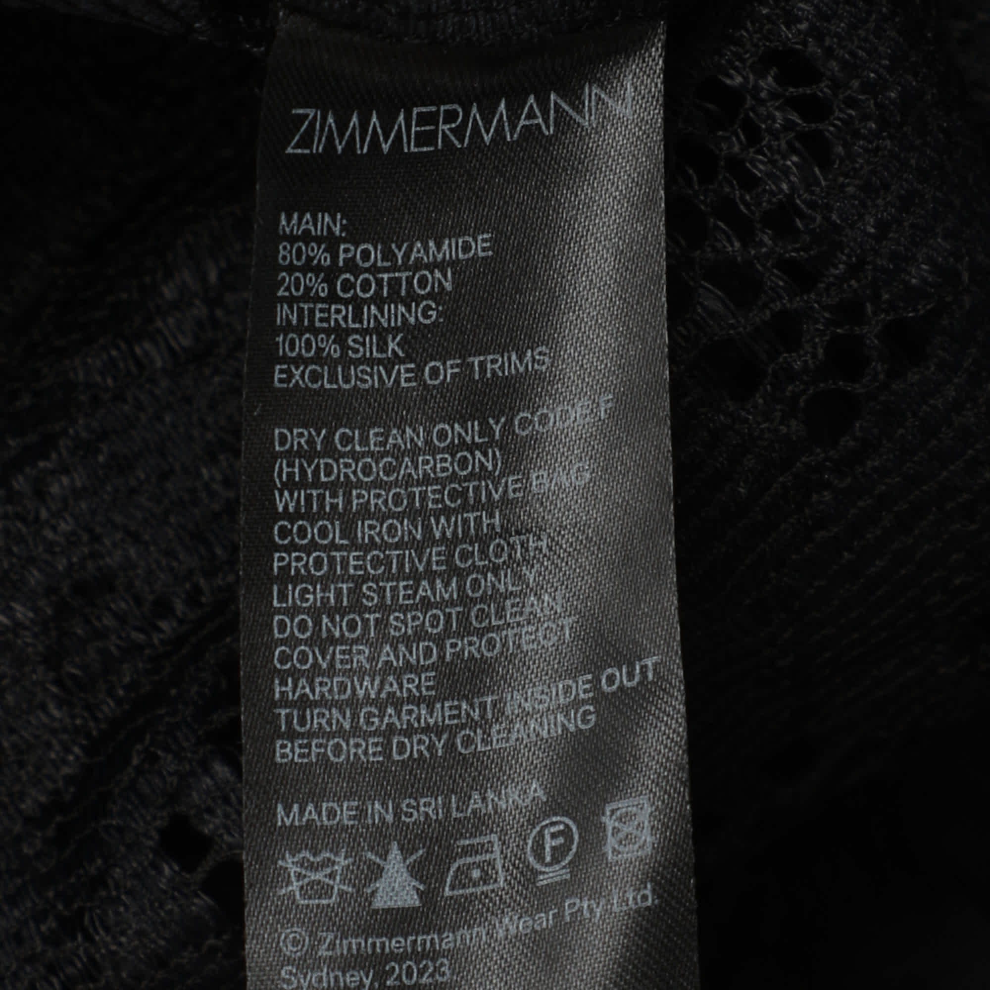 Zimmermann Black Lace Long Sleeve Shirt