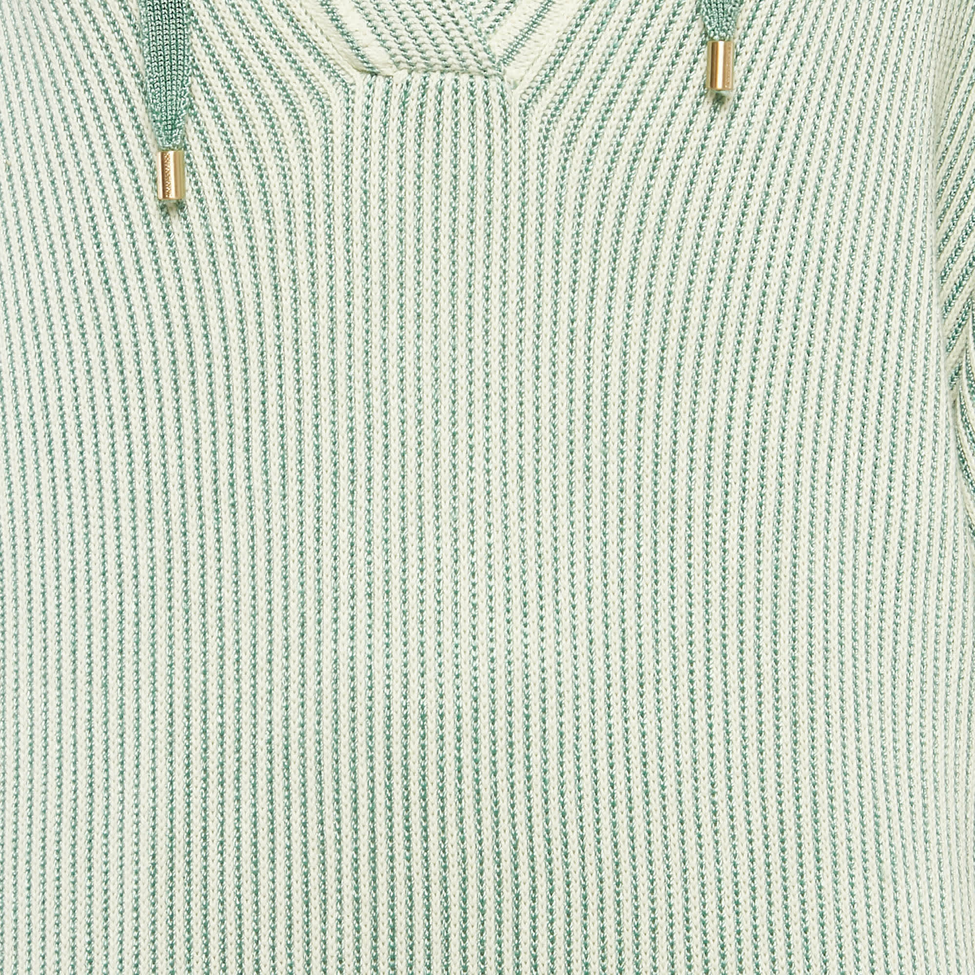 Zimmermann Green/white Acacia Stripe Knit Hooded Mini Dress