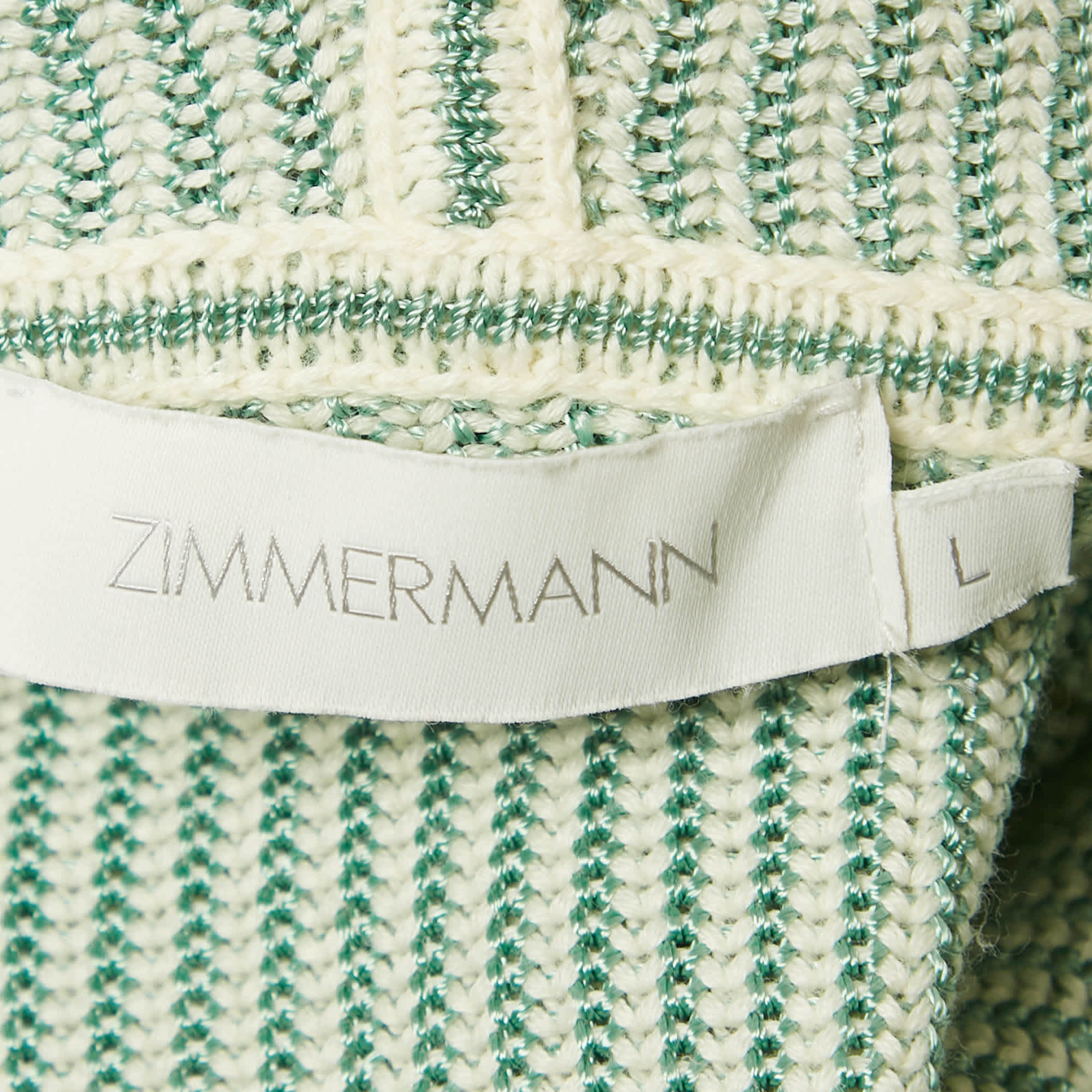Zimmermann Green/white Acacia Stripe Knit Hooded Mini Dress