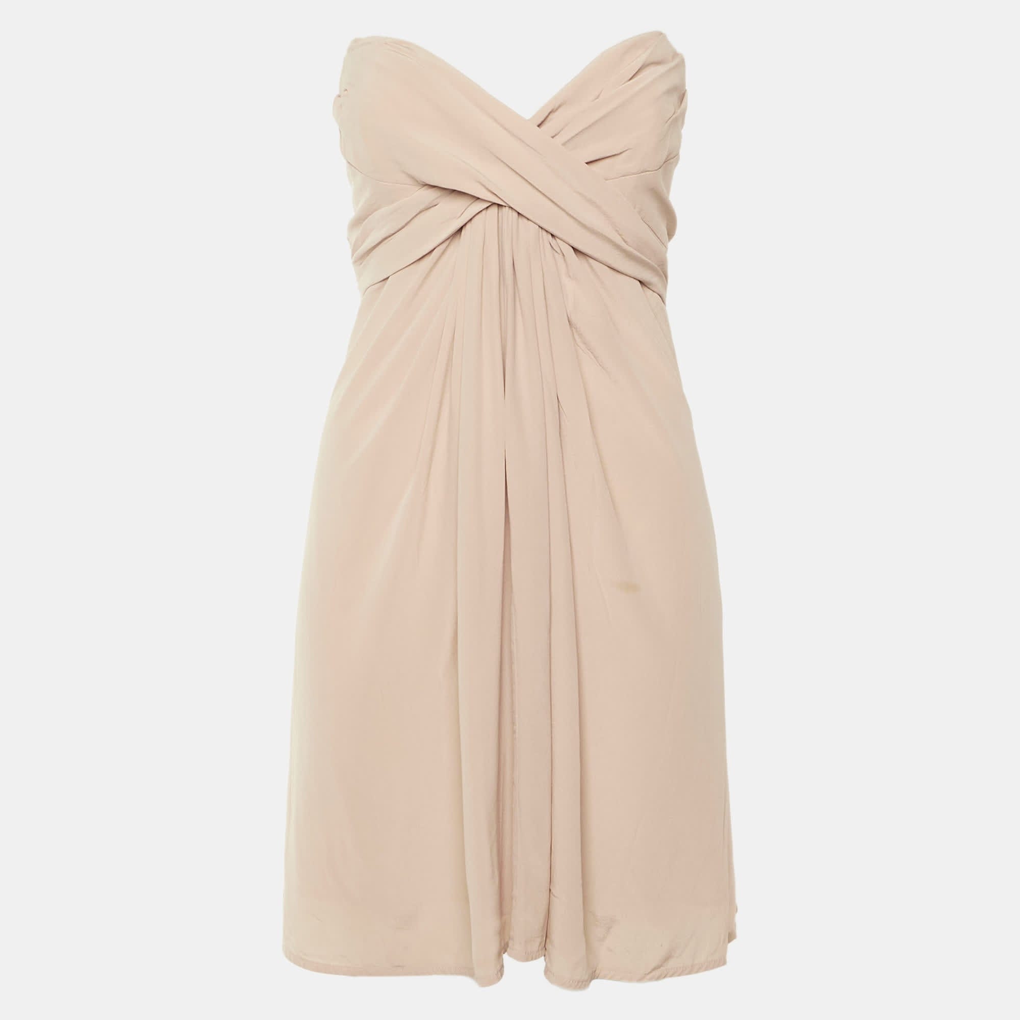 Zimmermann Peach Silk Strapless Mini Dress