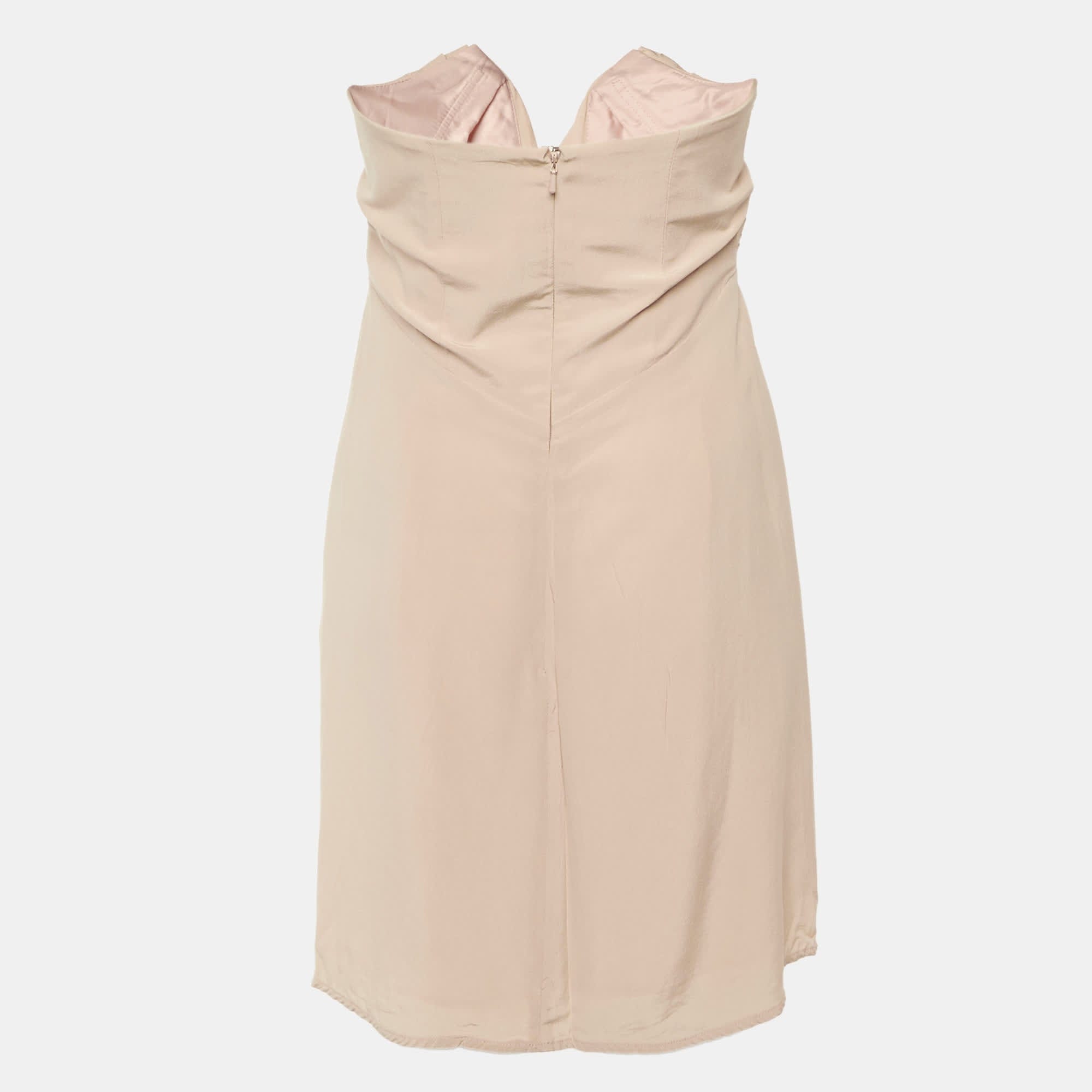 Zimmermann Peach Silk Strapless Mini Dress