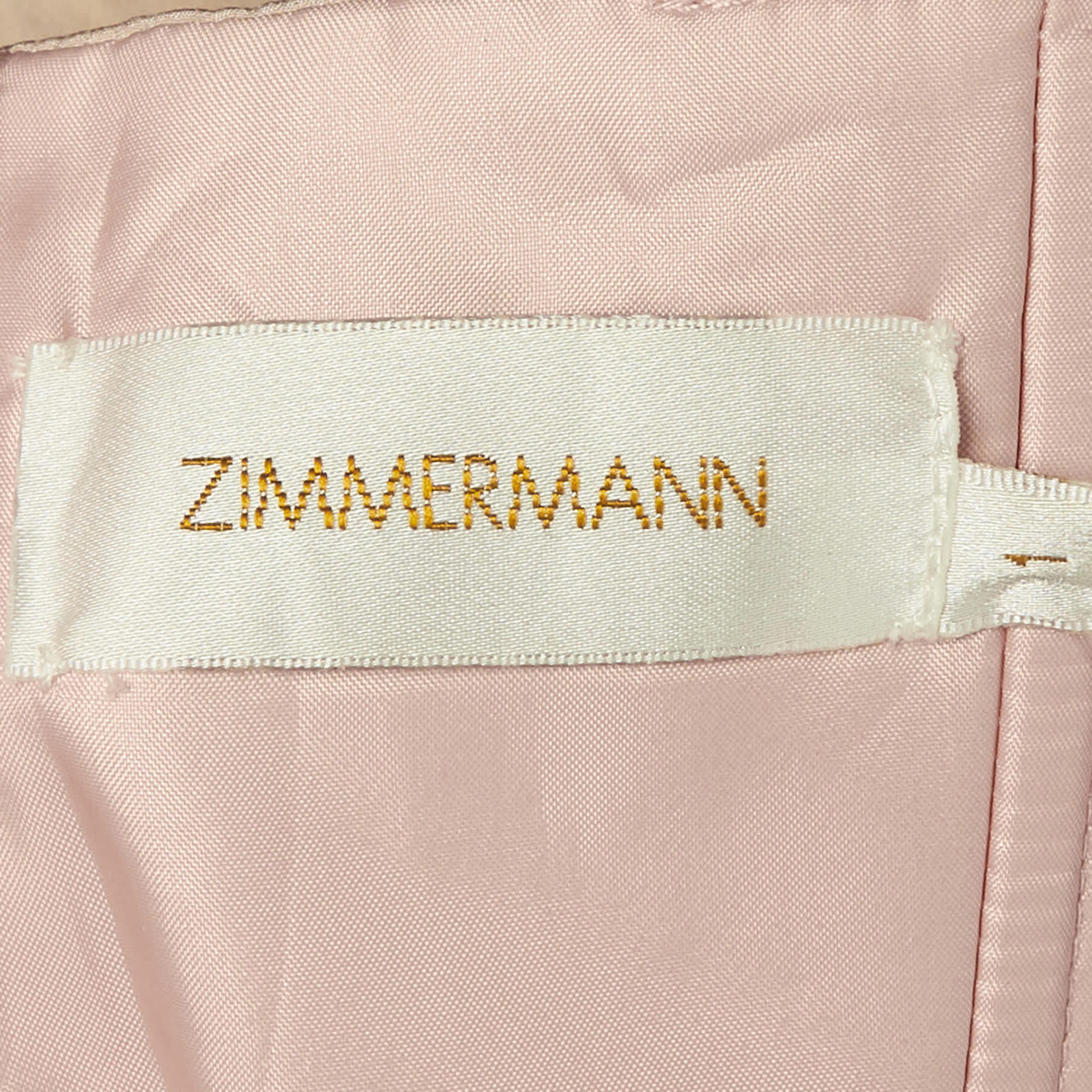 Zimmermann Peach Silk Strapless Mini Dress