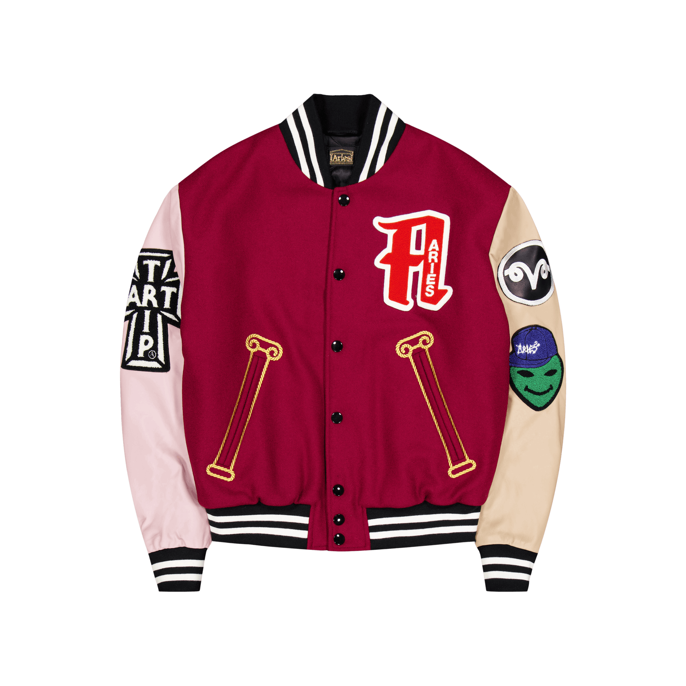 Aries Varsity Jacket Burgundy