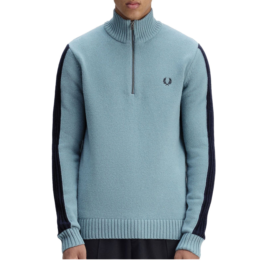 FRED PERRY RIBBED SLEEVE HALF ZIP JUMPER