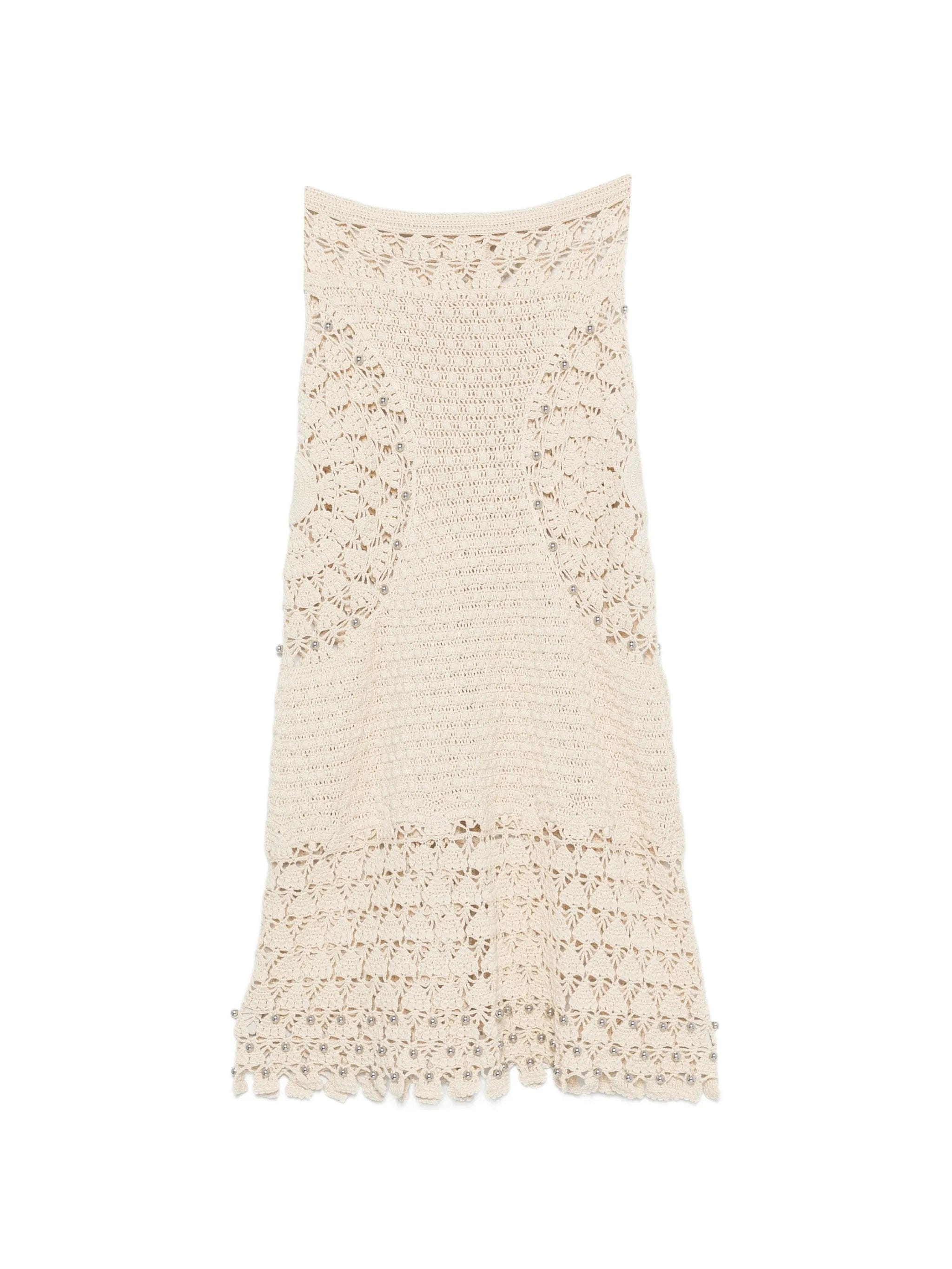 Rabanne crochet - fabric bead - embellished maxi skirt