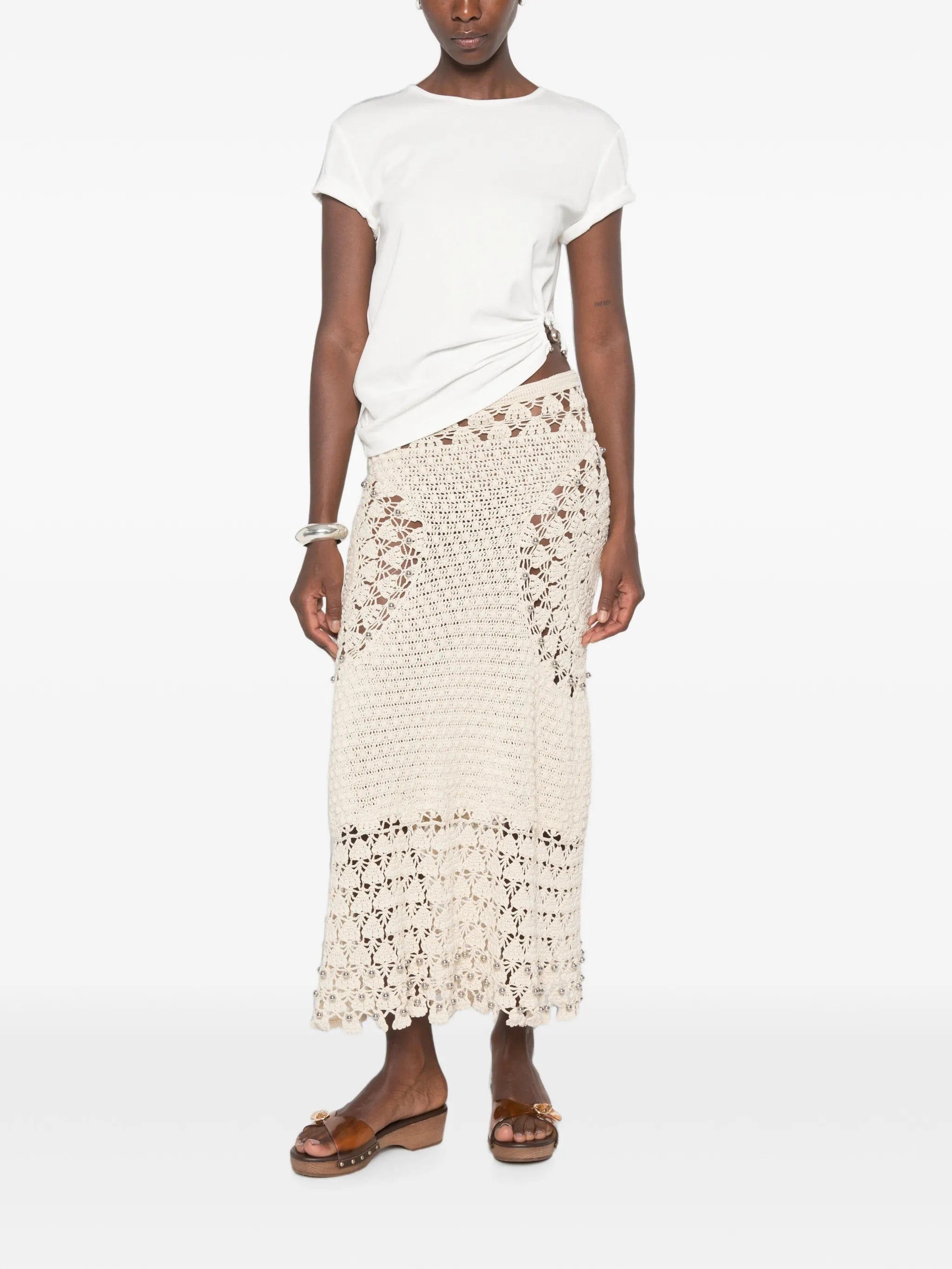 Rabanne crochet - fabric bead - embellished maxi skirt