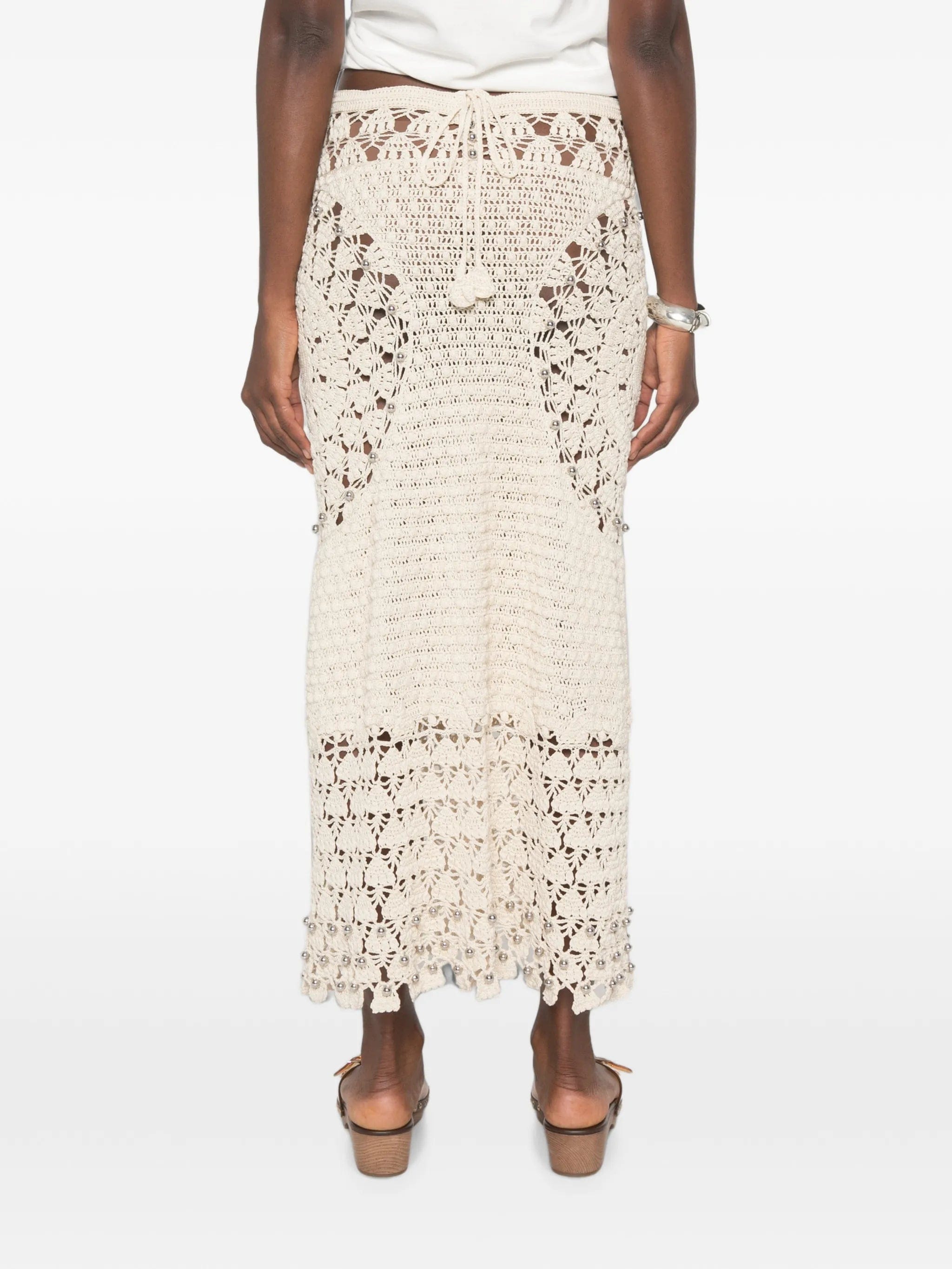 Rabanne crochet - fabric bead - embellished maxi skirt