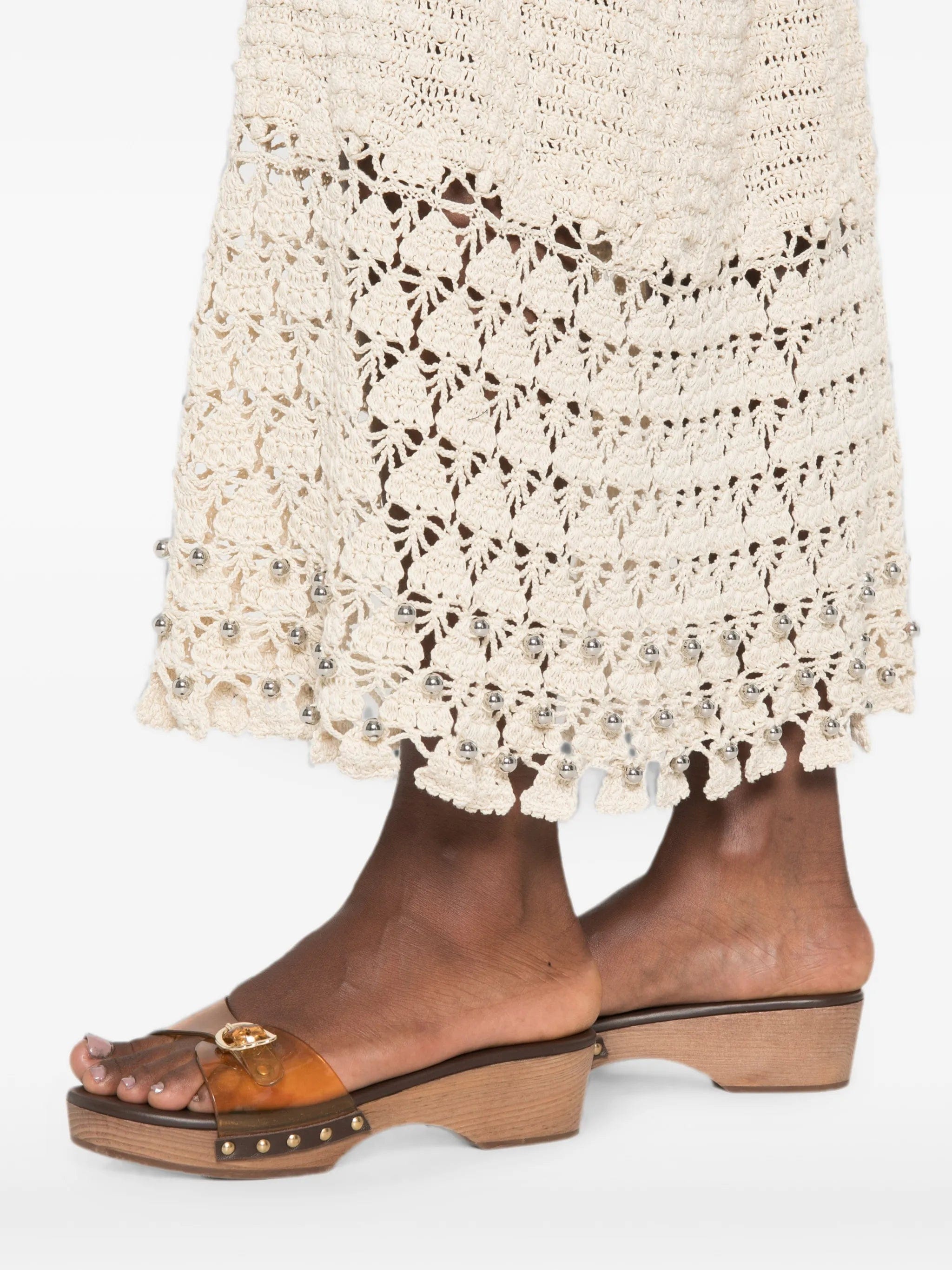 Rabanne crochet - fabric bead - embellished maxi skirt
