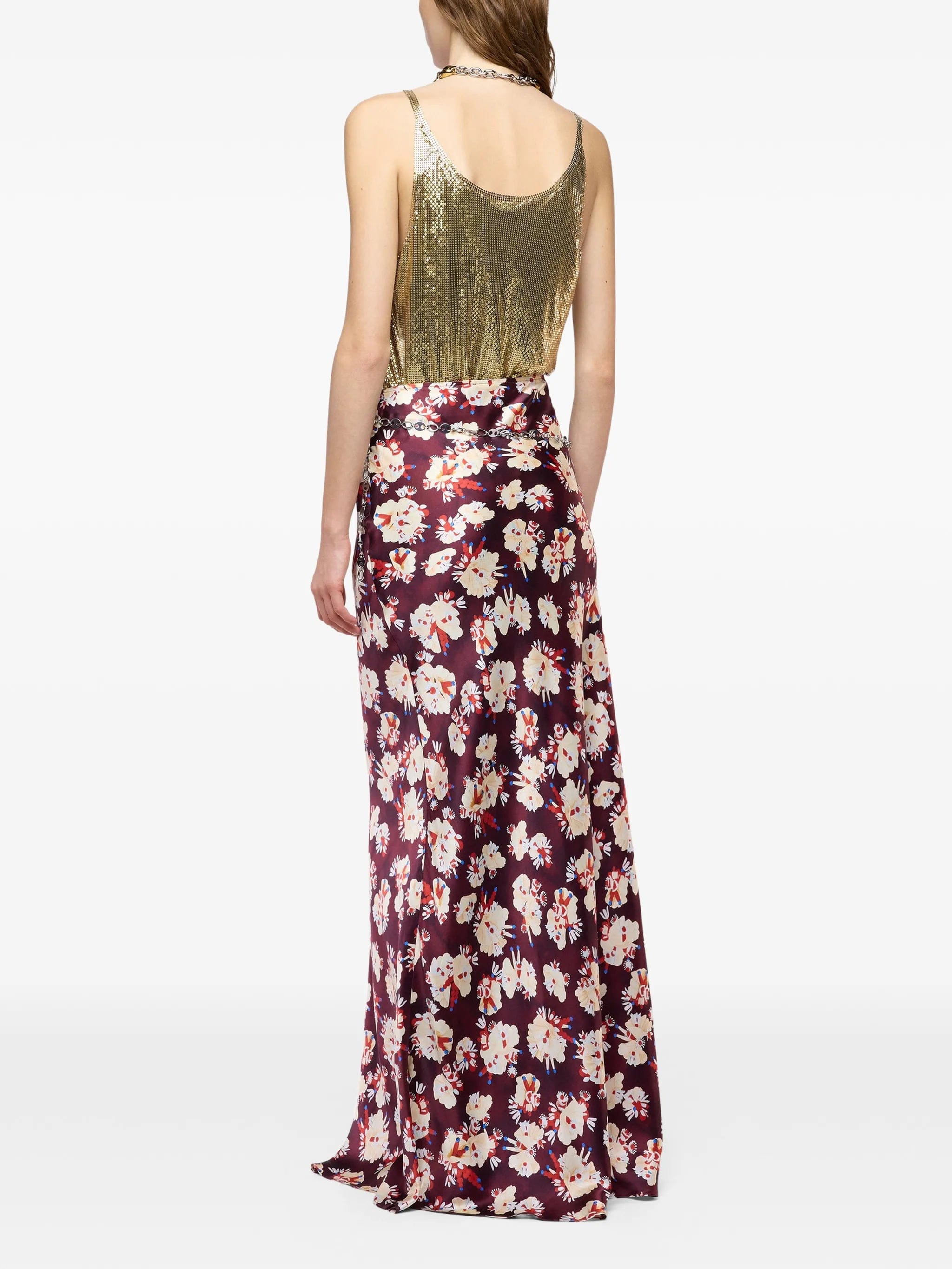 Rabanne floral - pattern silk maxi skirt