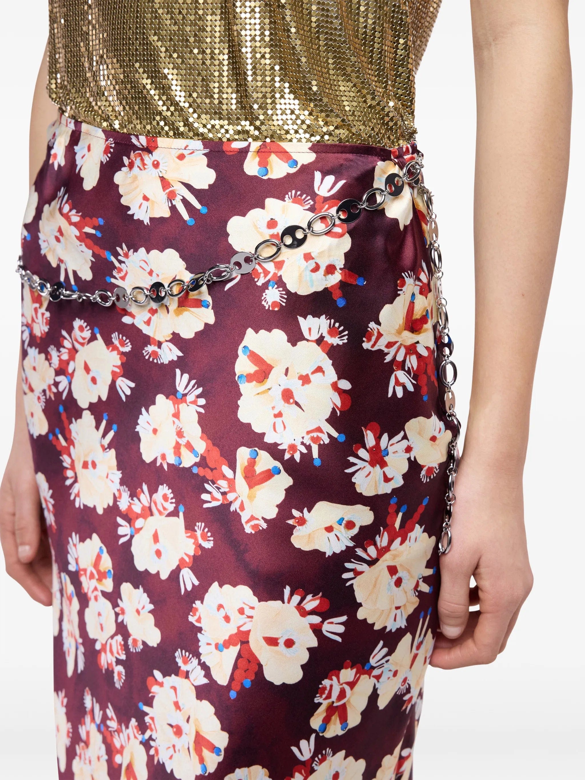 Rabanne floral - pattern silk maxi skirt