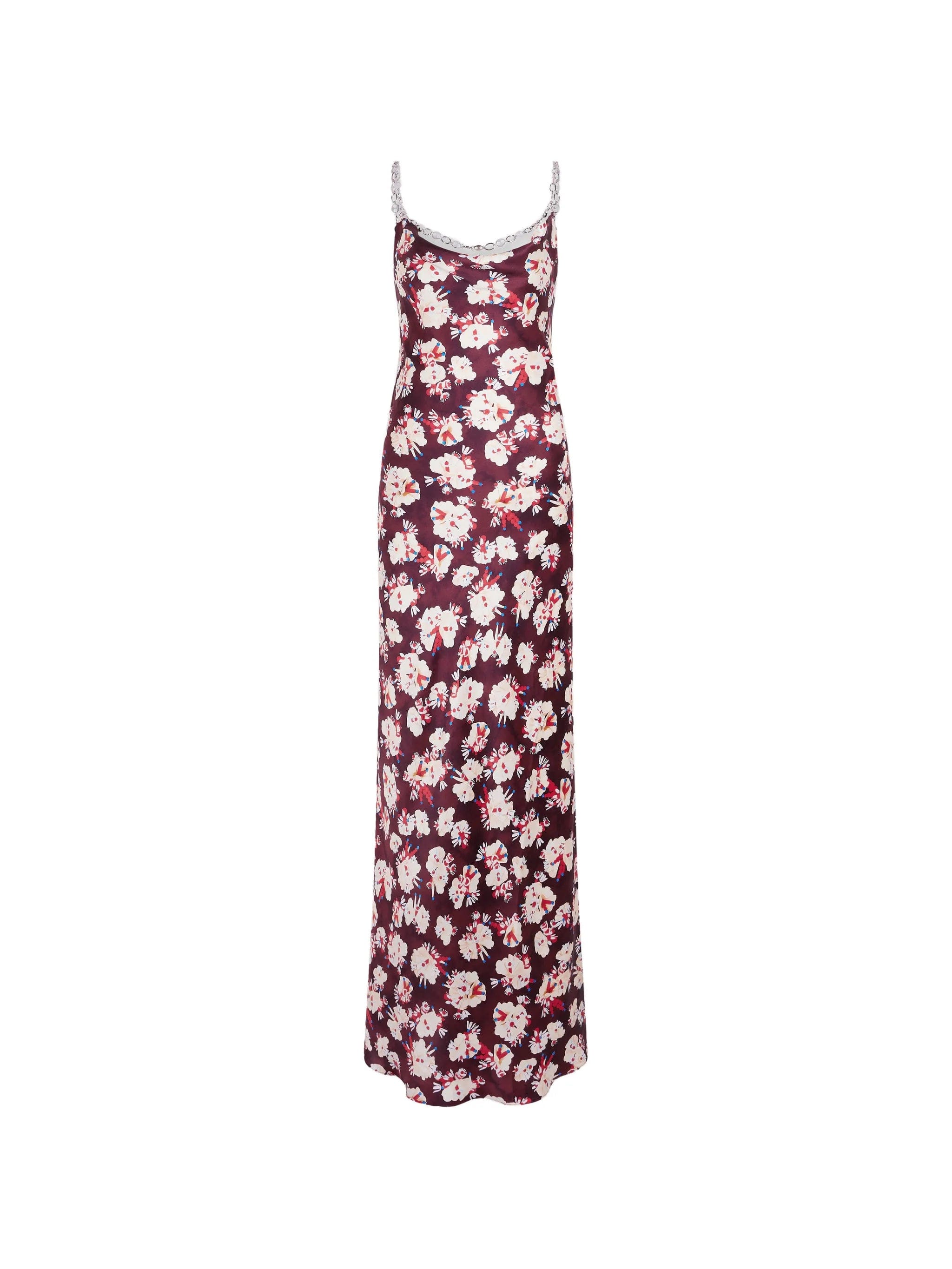 Rabanne floral - patterned chain - link maxi dress