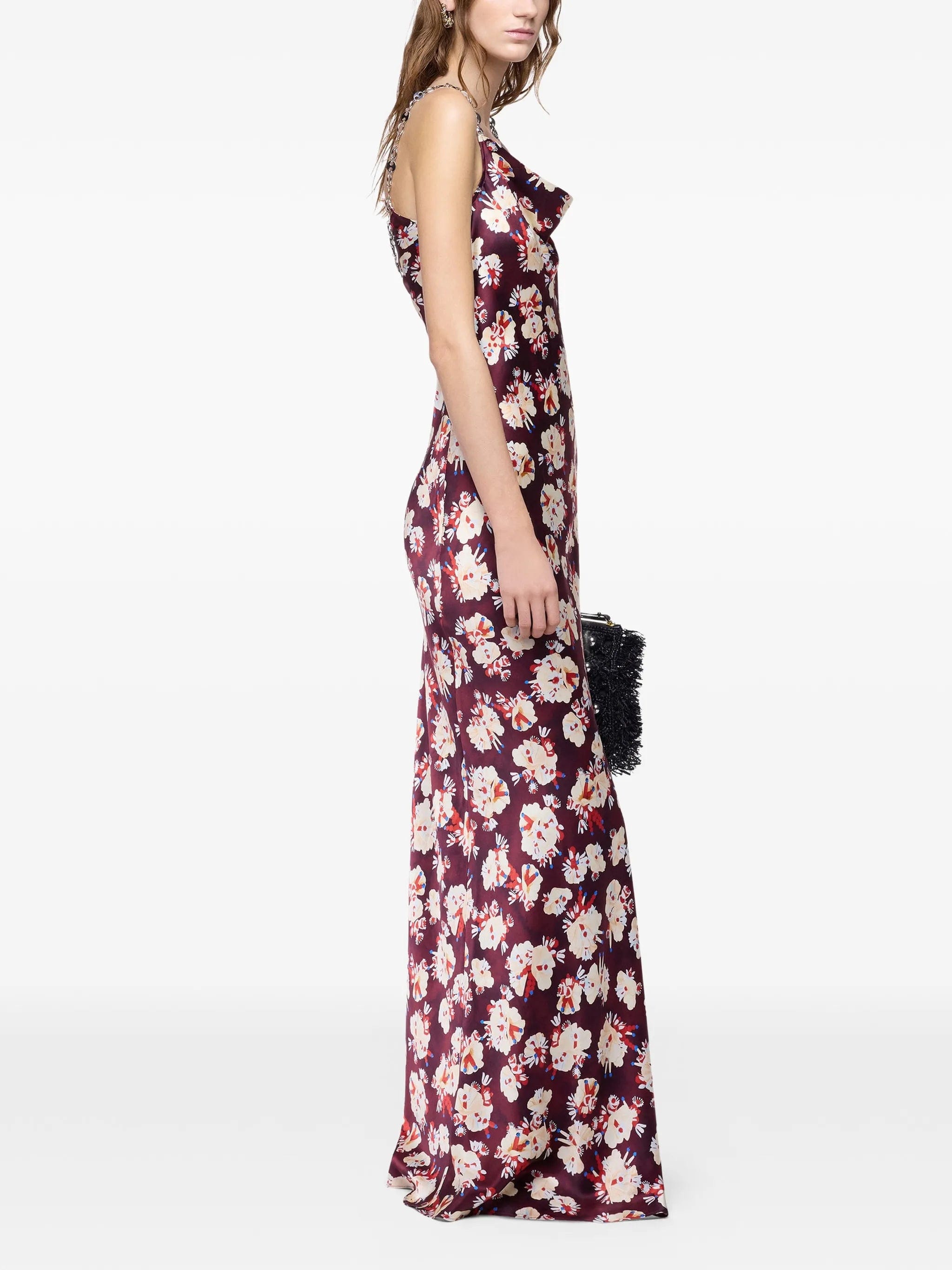 Rabanne floral - patterned chain - link maxi dress