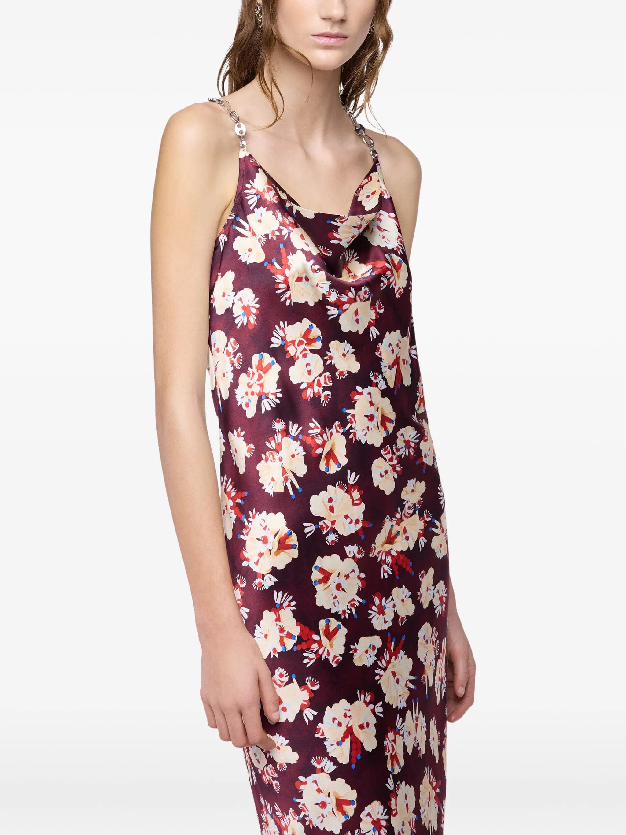Rabanne floral - patterned chain - link maxi dress