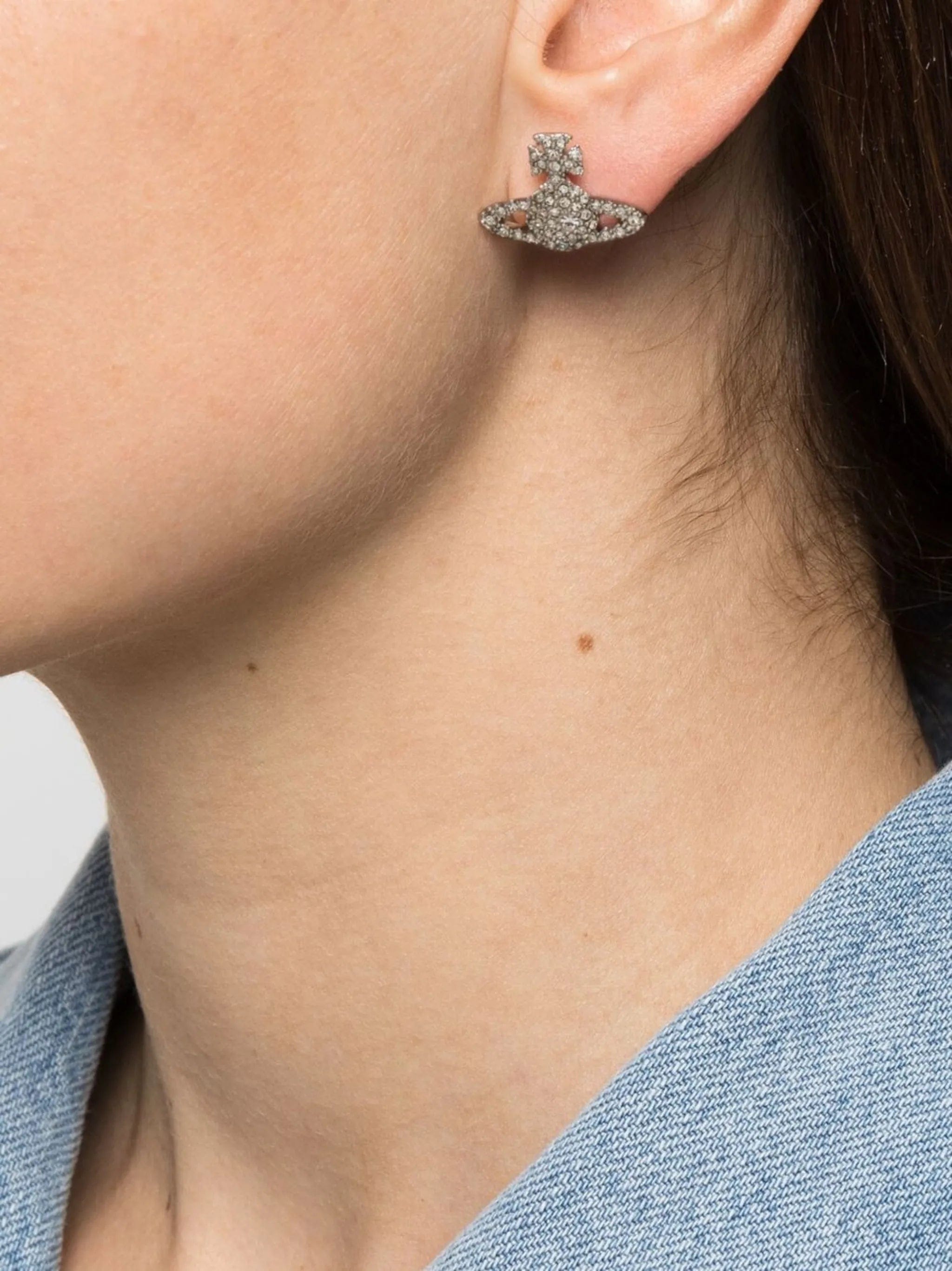Vivienne Westwood crystal - embellished logo stud earring