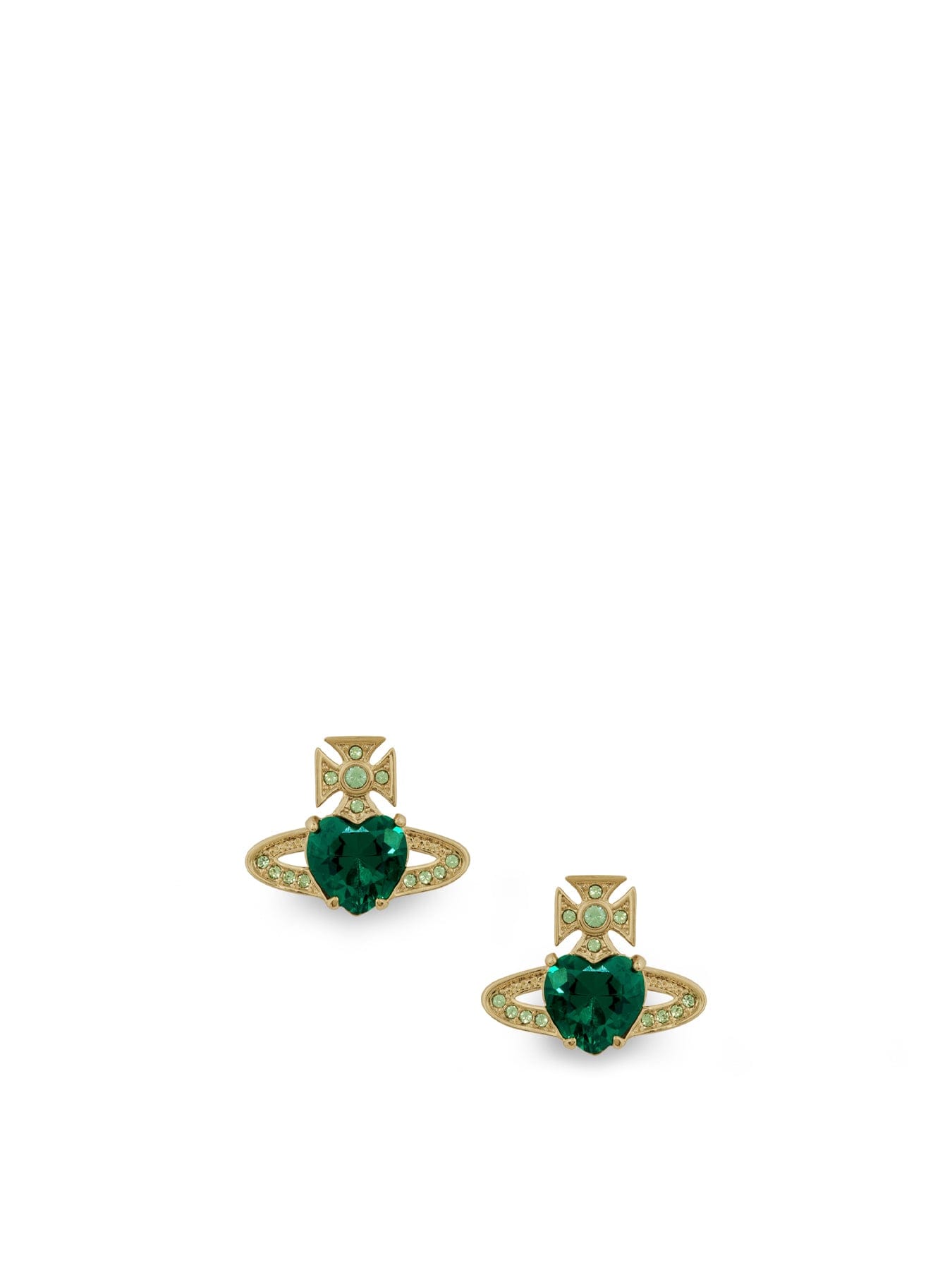 Vivienne Westwood Ariella Stud Earrings Gold Emerald