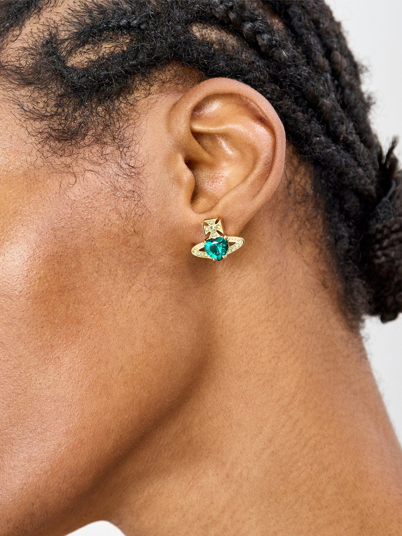 Vivienne Westwood Ariella Stud Earrings Gold Emerald