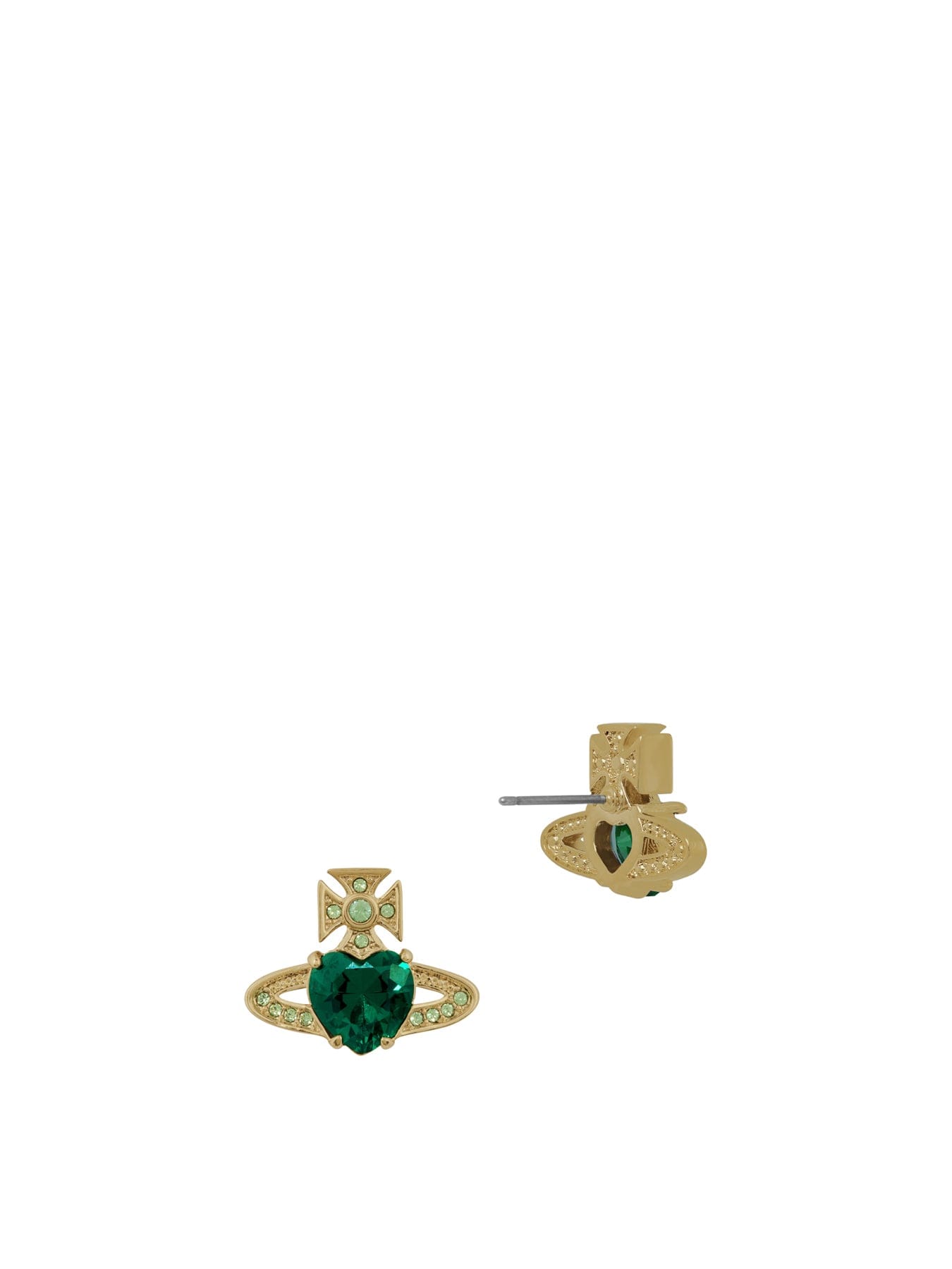 Vivienne Westwood Ariella Stud Earrings Gold Emerald