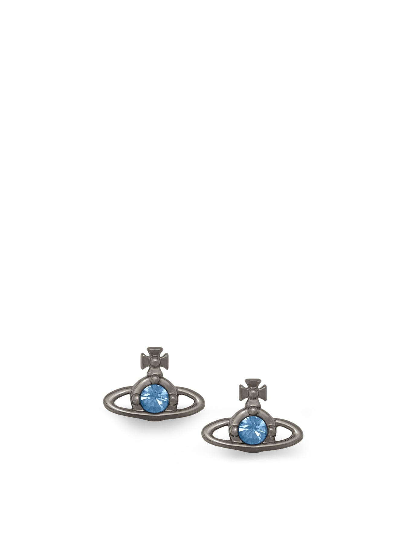 Vivienne Westwood Nano Solitaire Stud Earrings Grey Blue