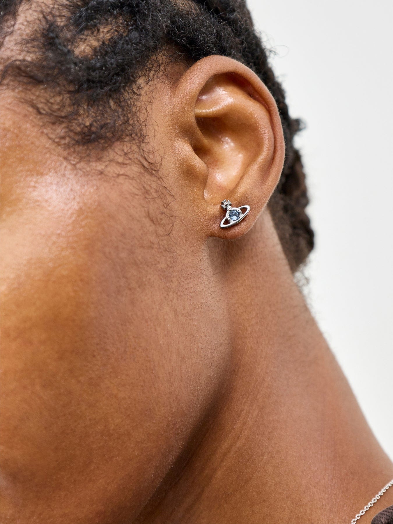 Vivienne Westwood Nano Solitaire Stud Earrings Grey Blue