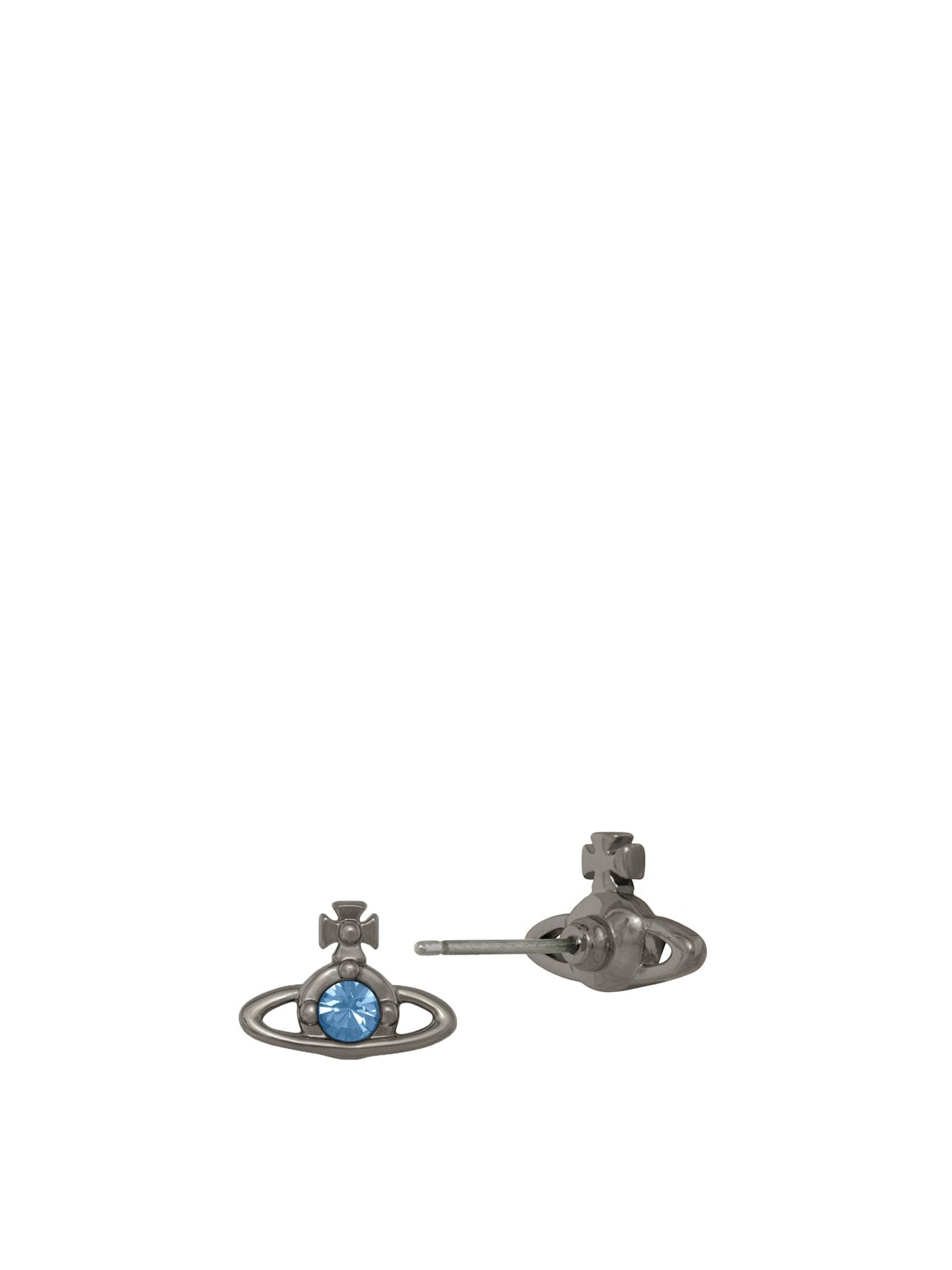 Vivienne Westwood Nano Solitaire Stud Earrings Grey Blue
